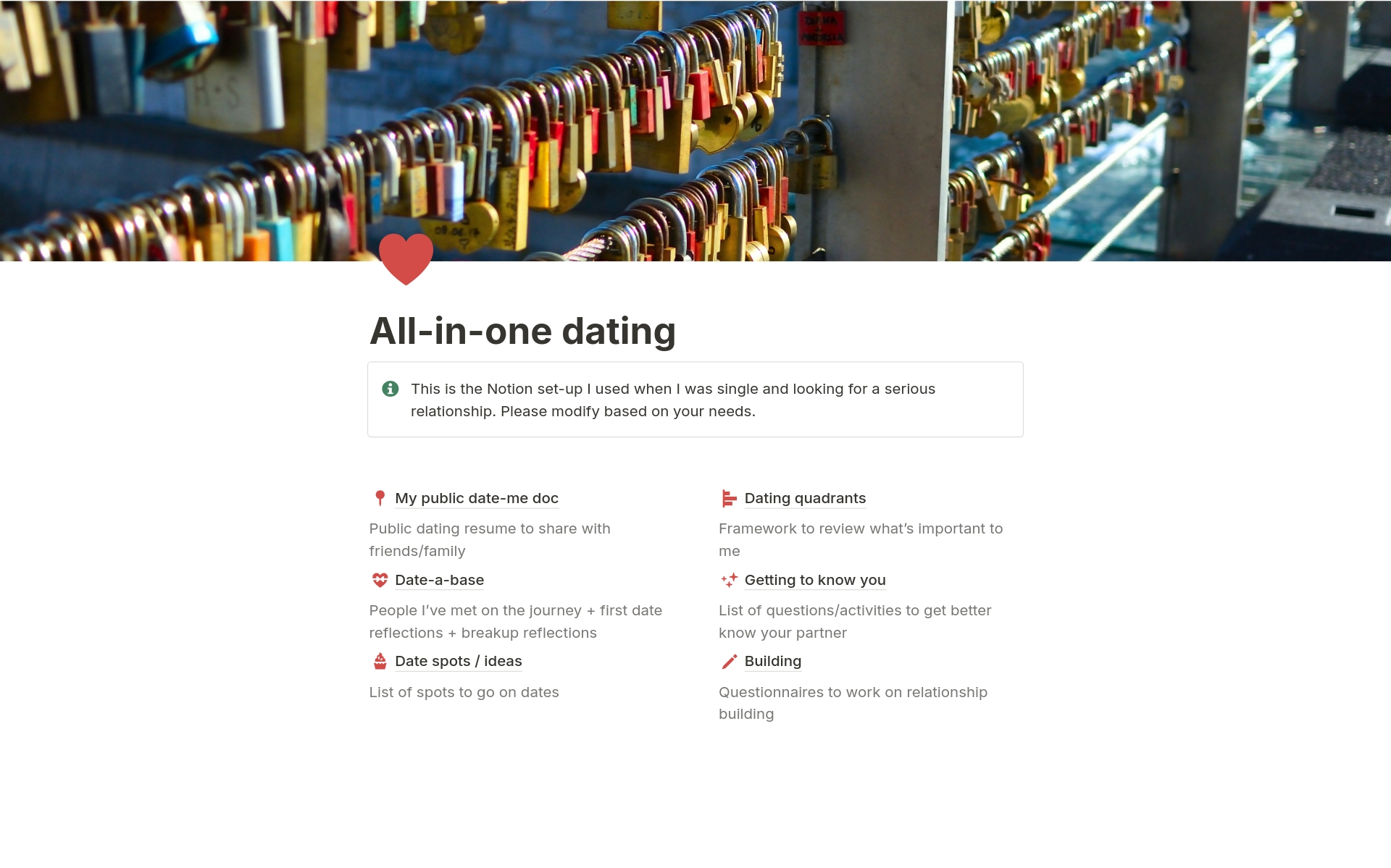 Vista previa de una plantilla para All-in-one dating