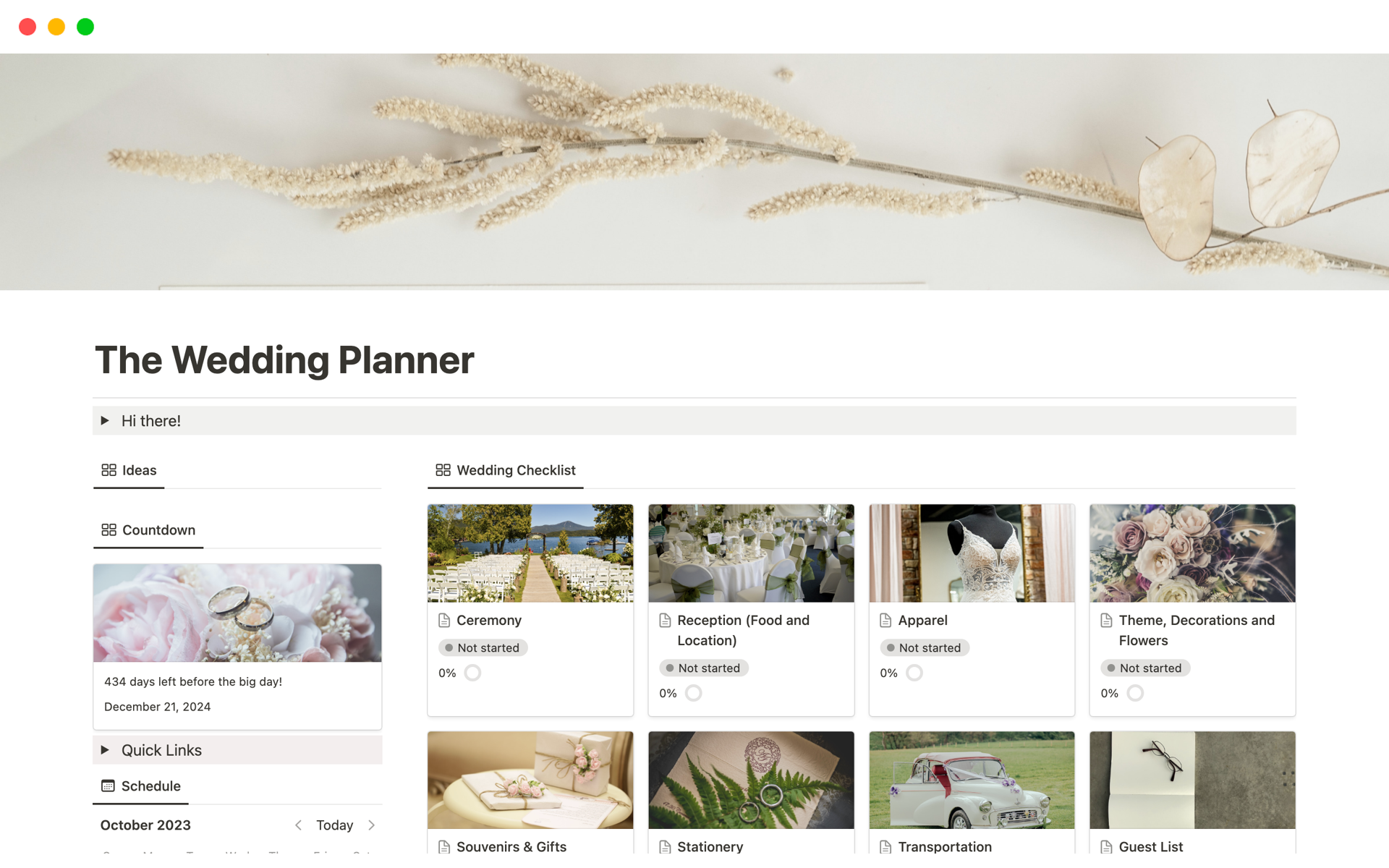 A template preview for Your "Dream Wedding" Planner