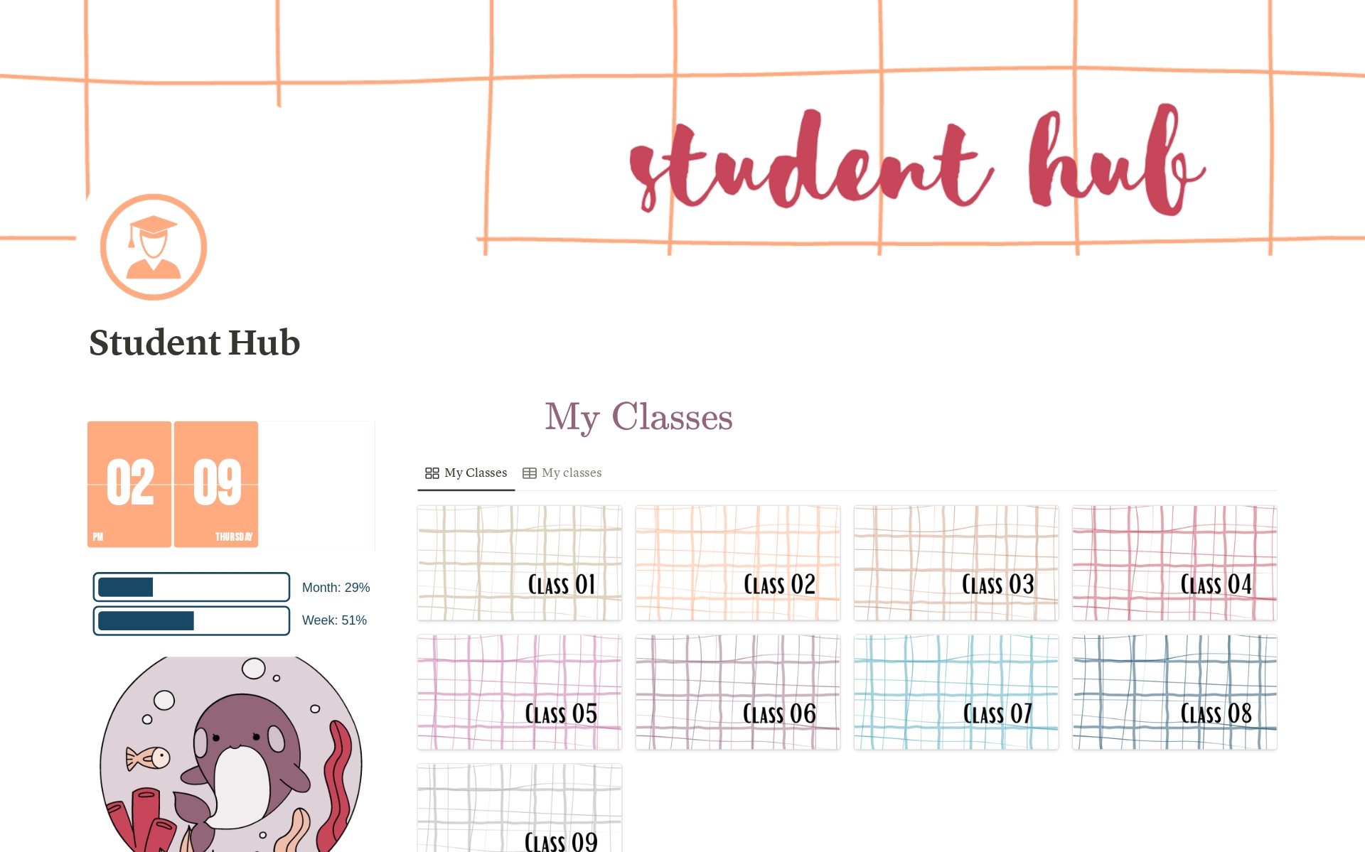 A template preview for Student Hub : Your whole student life