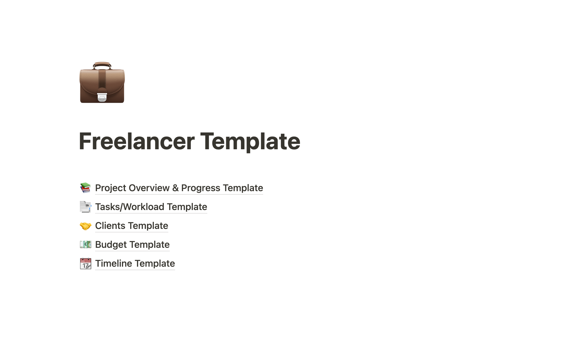 A template preview for Freelancer Project Management