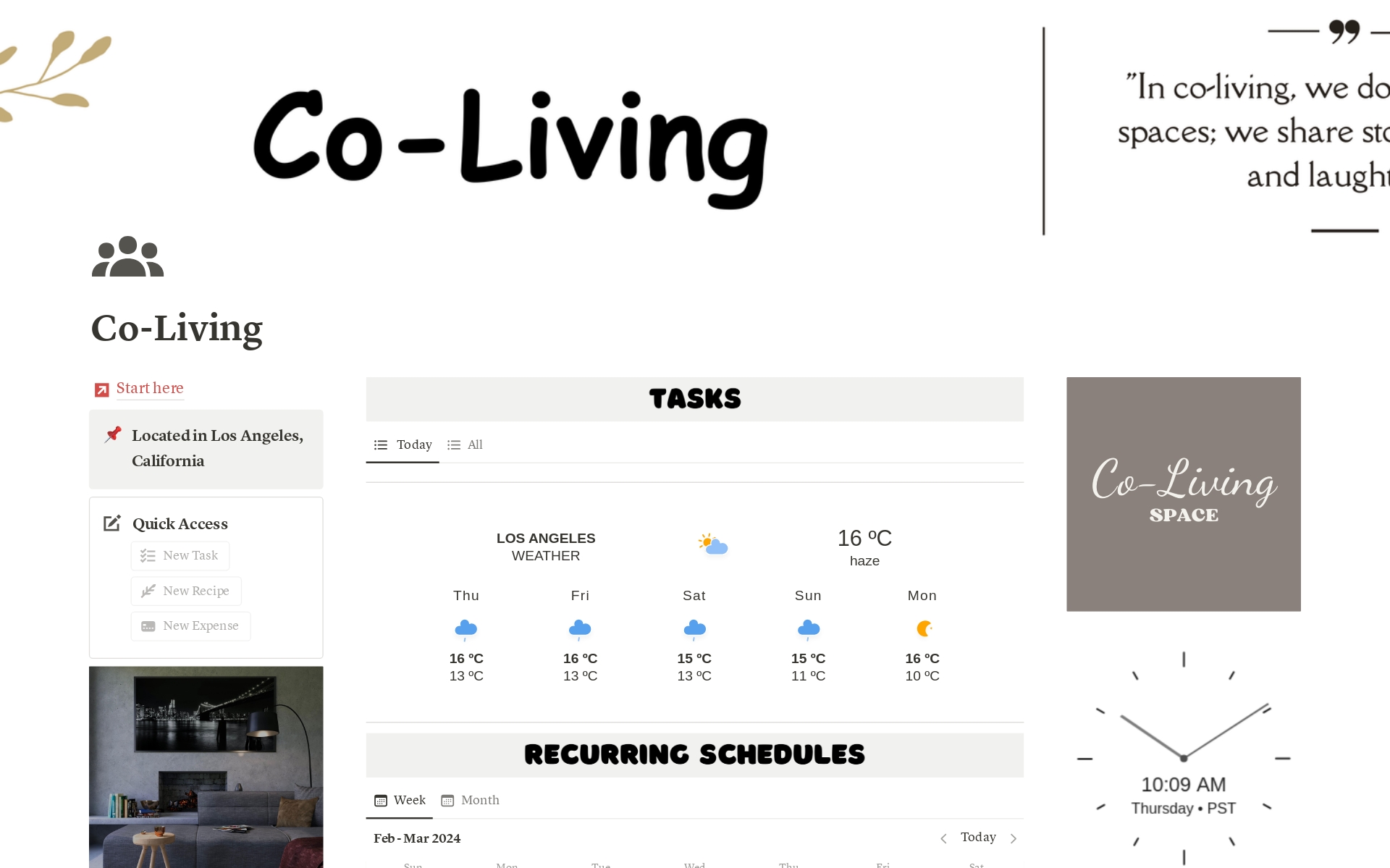 It's an all-in-one Notion template to organize, connect, and enhance your co-living experience with features like event planning, chore management, manage finances, etc.