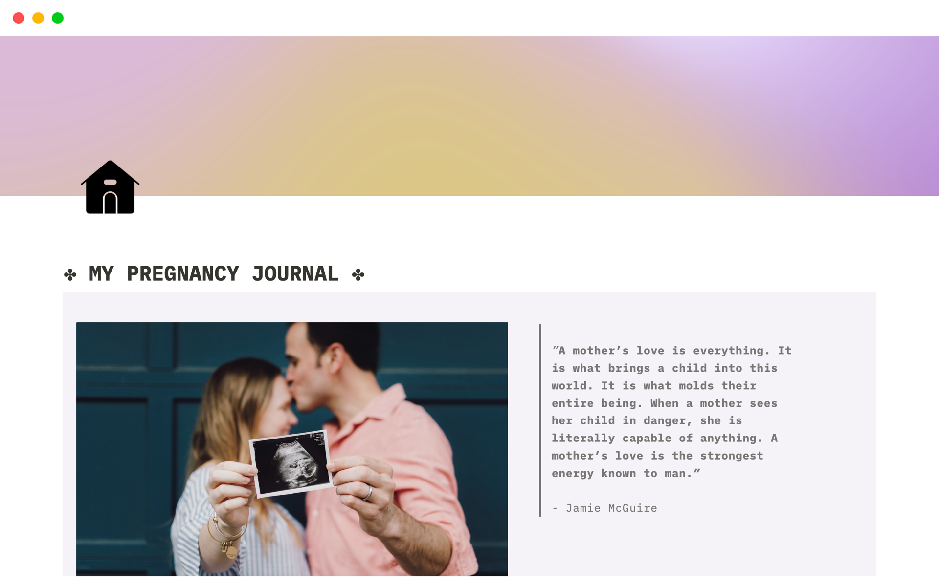 A template preview for My Pregnancy Journal & Planner
