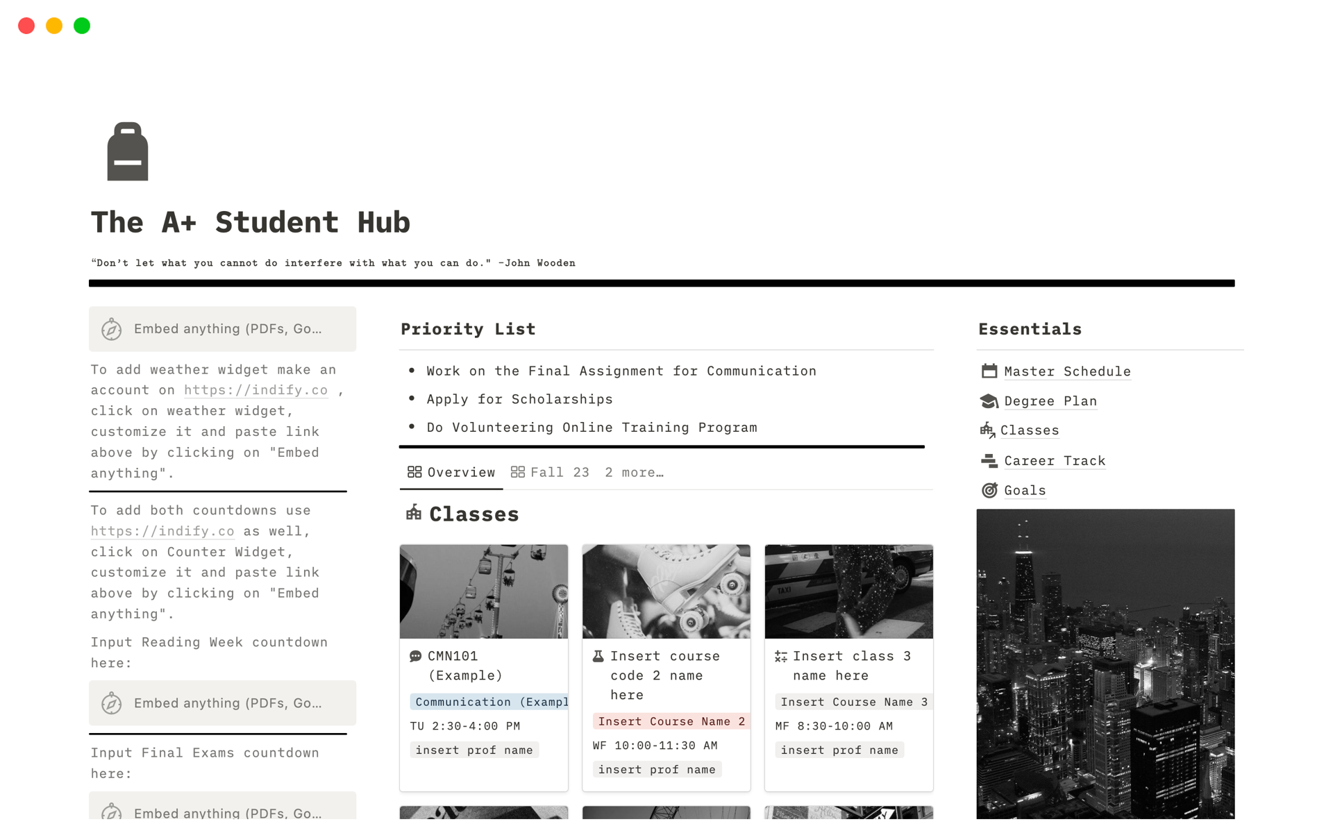 A template preview for The A+ Student Hub