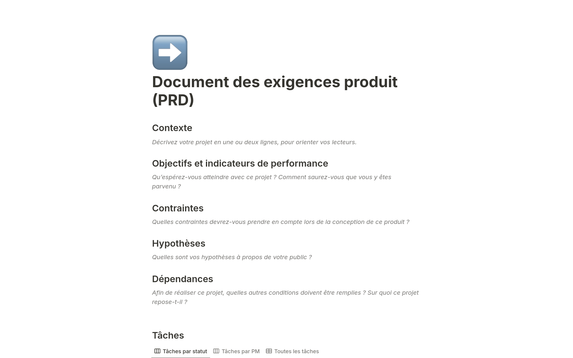 Aperçu du modèle de Document des exigences produit (PRD)
