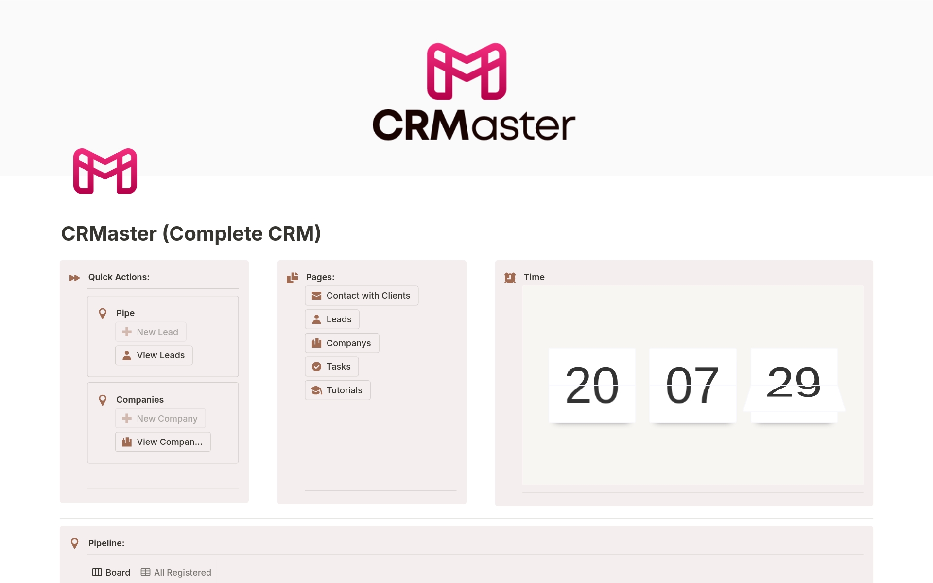 A template preview for CRMaster (Complete CRM)