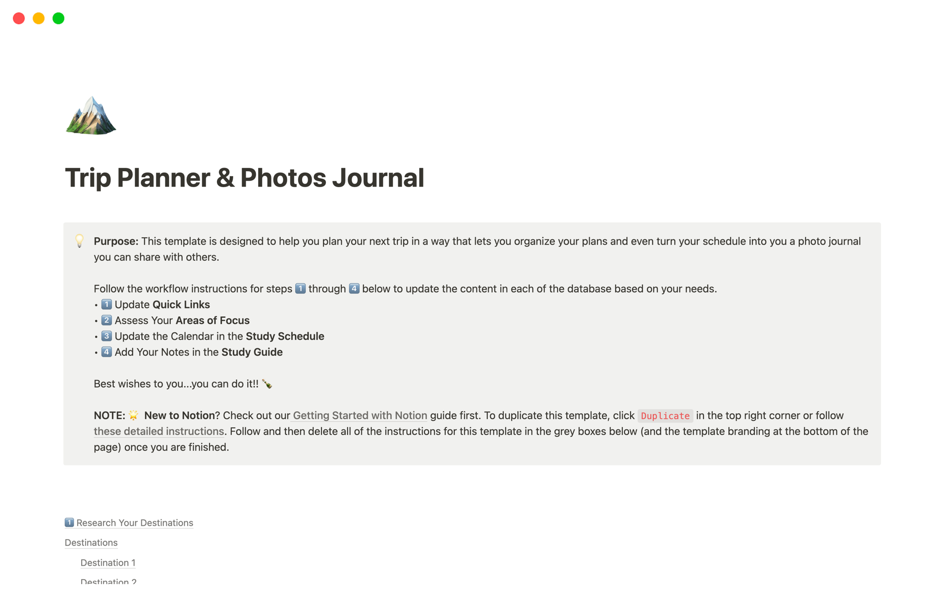 Vista previa de una plantilla para Trip Planner & Photos Journal