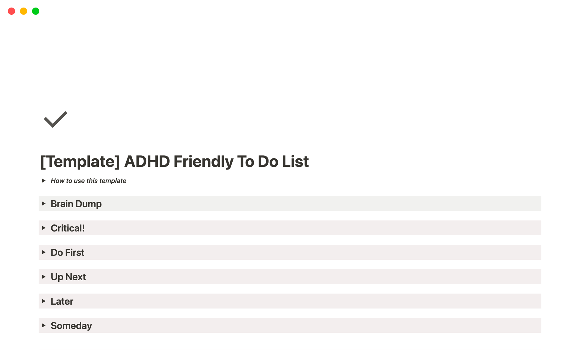 A template preview for ADHD Friendly To Do List | Task Prioritisation
