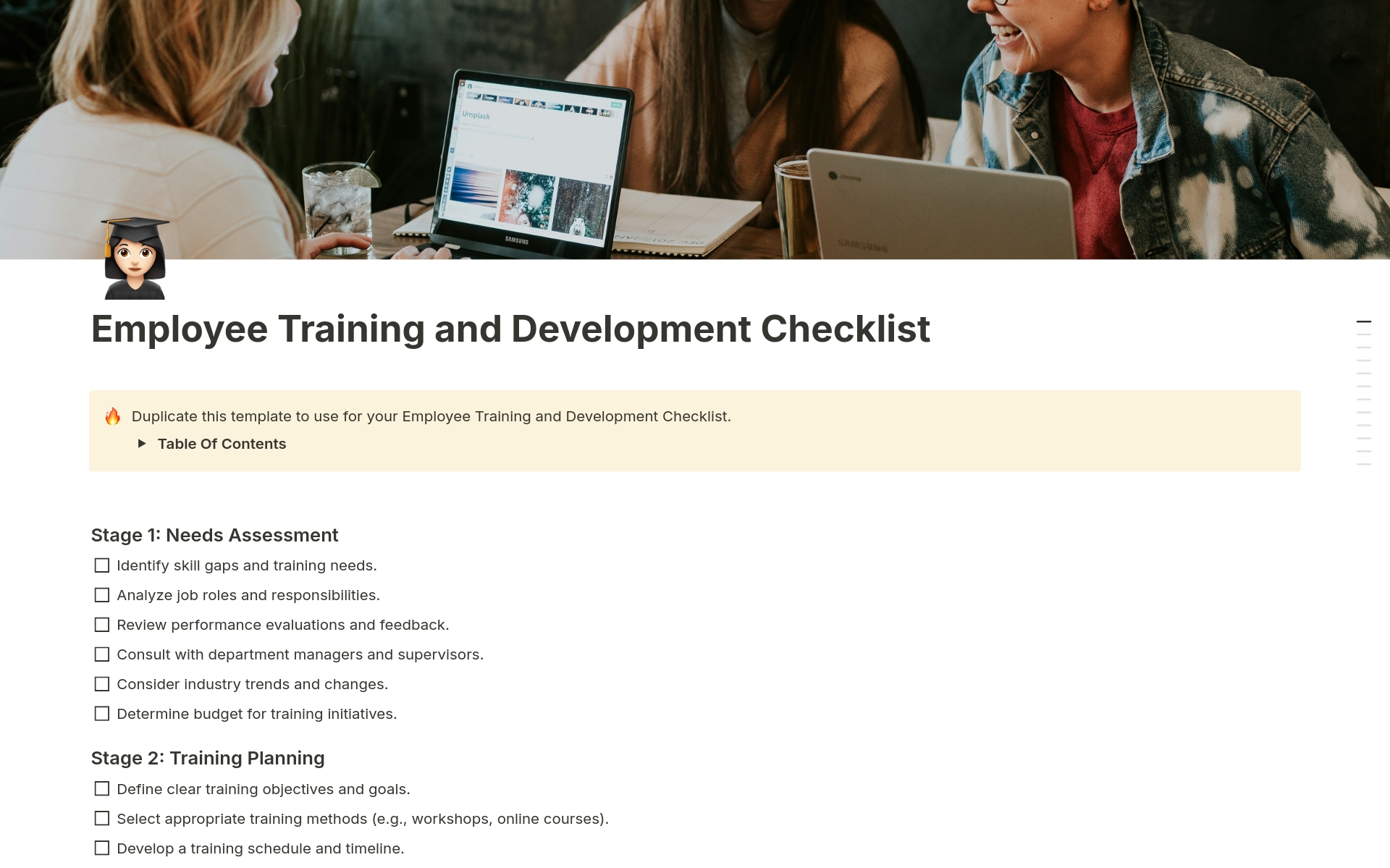 Employee Training and Development Checklist Template by Template Road
