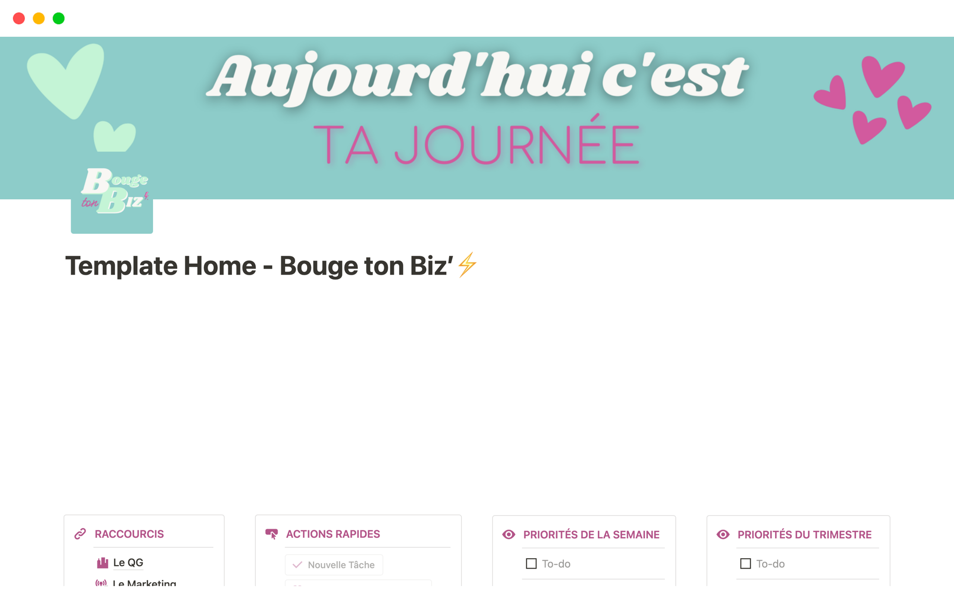 A template preview for Template Home - Bouge ton Biz’⚡