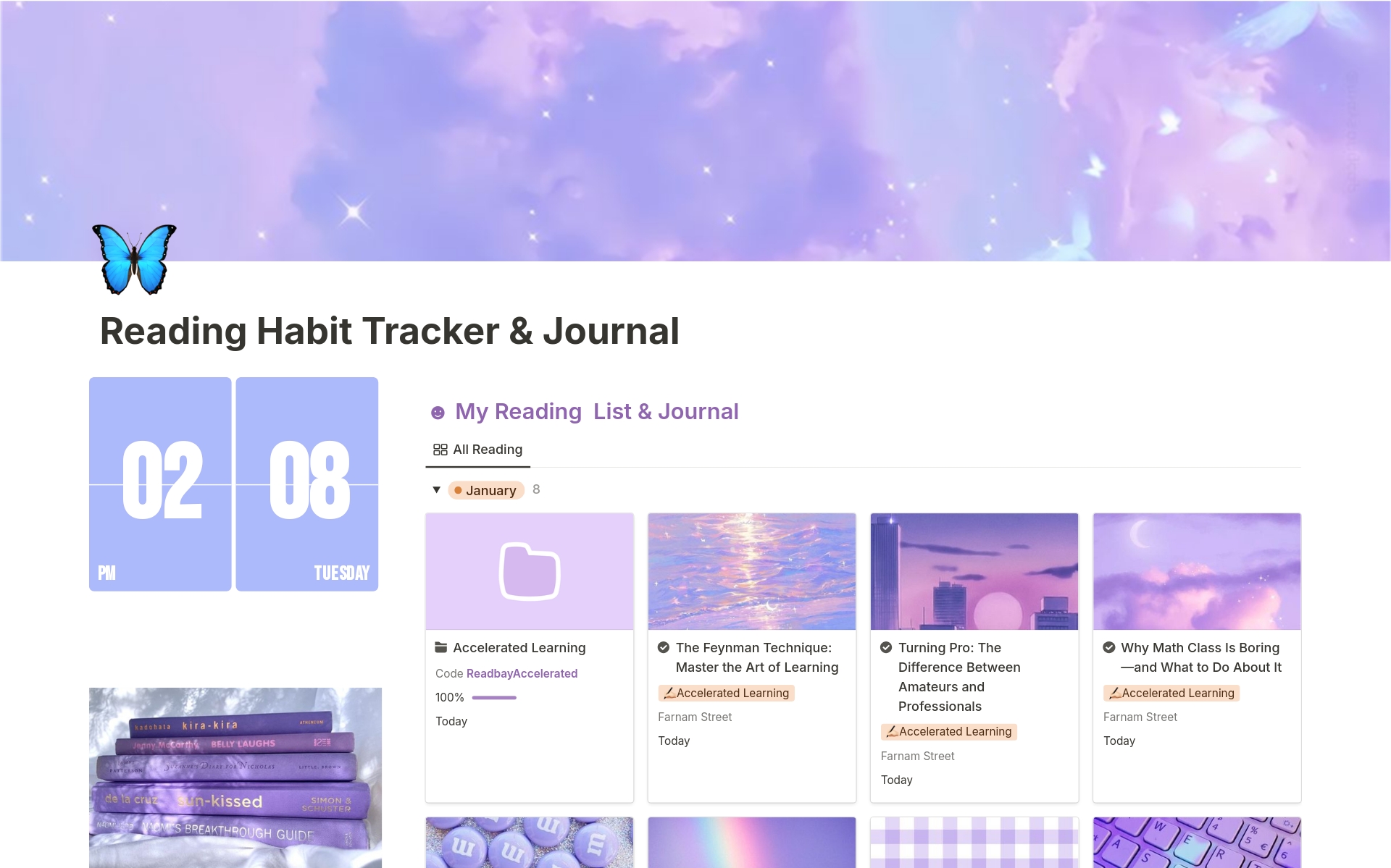 Embark on your growth journey with a dreamy purple-themed habit tracker & journal. Set your growth plan, start learning, and record your progress to make your dreams a reality.
