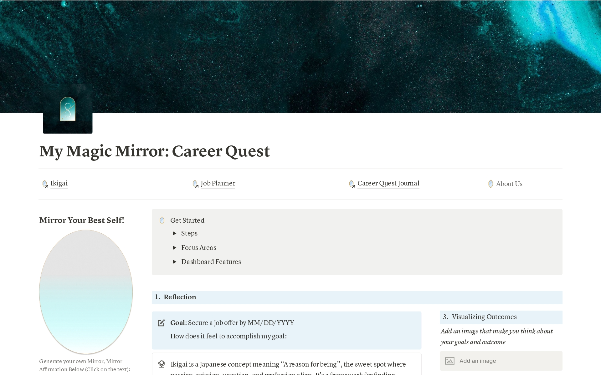 A template preview for My Magic Mirror: Career Quest