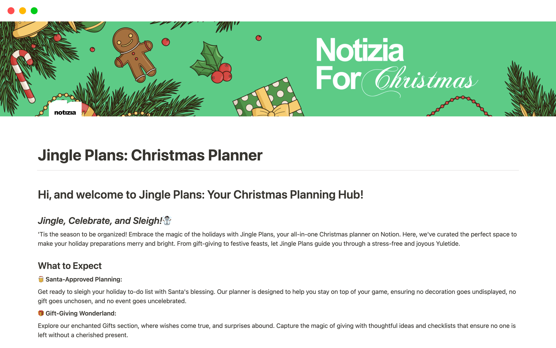 A template preview for Jingle Plans: Christmas Planner