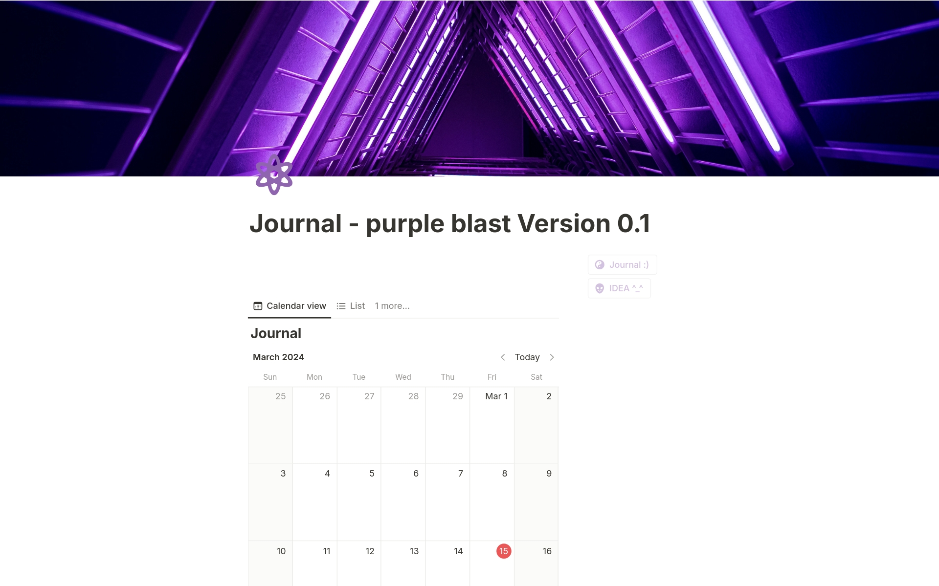 A template preview for Purple Blast version 0.1