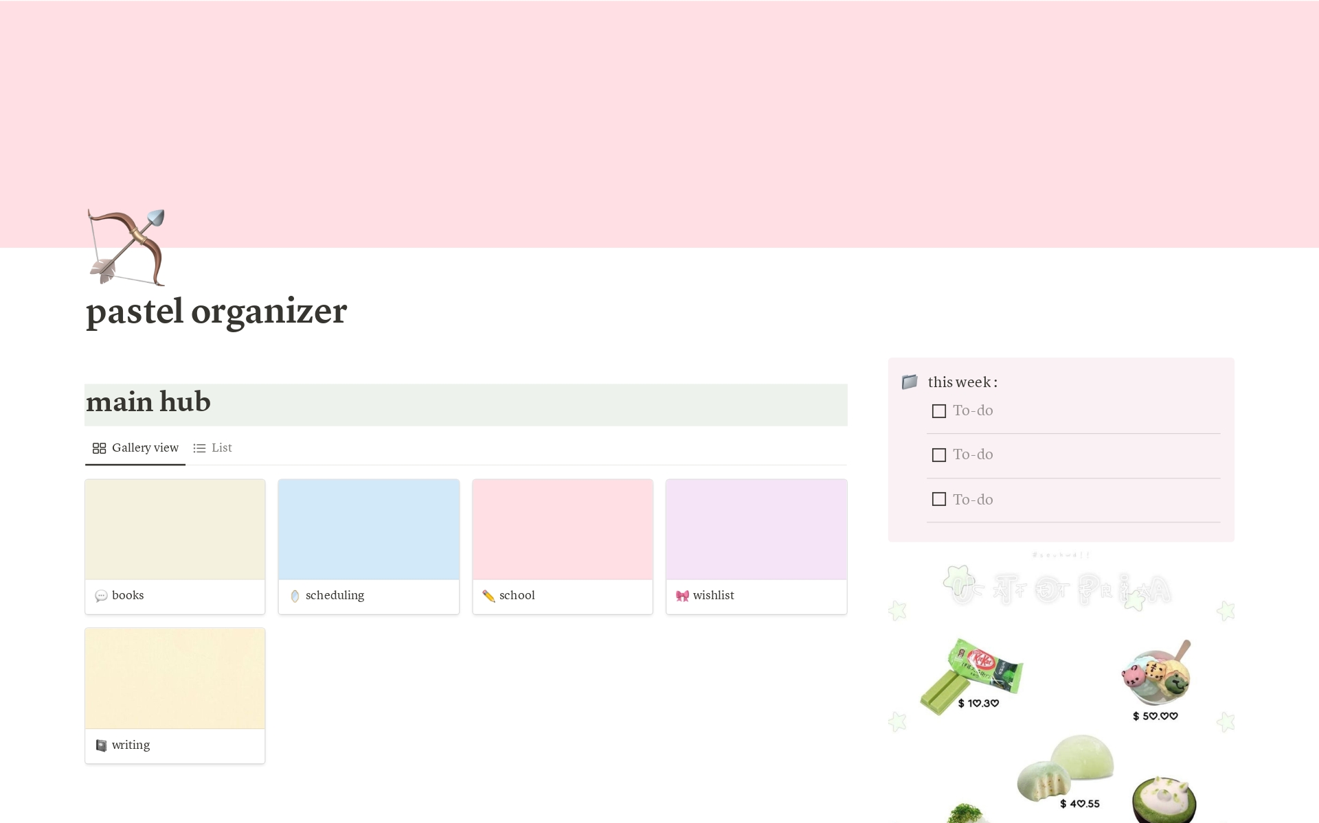A template preview for pastel organizer