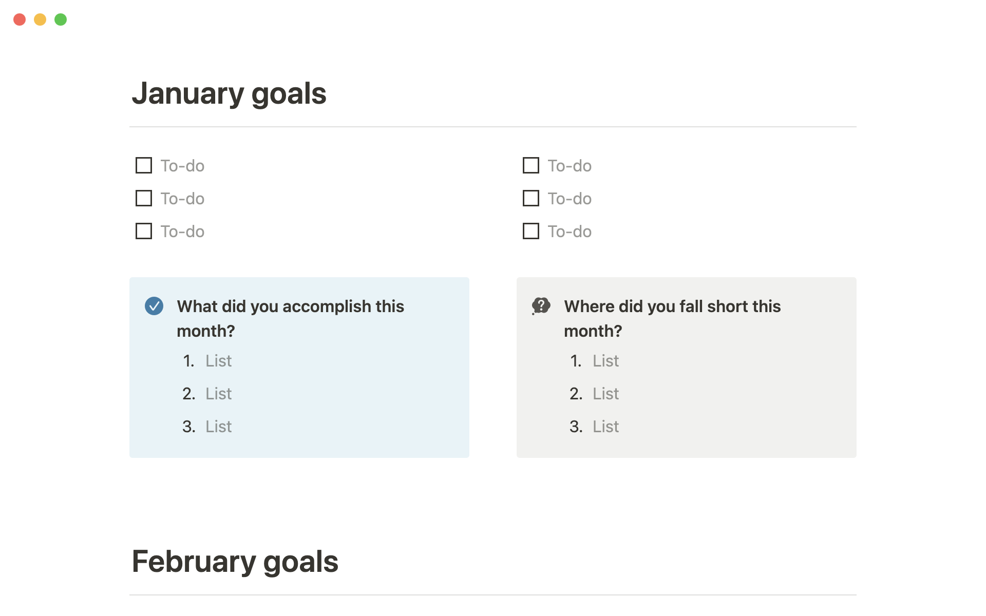 Organize your yearly goals and keep them top of mind.