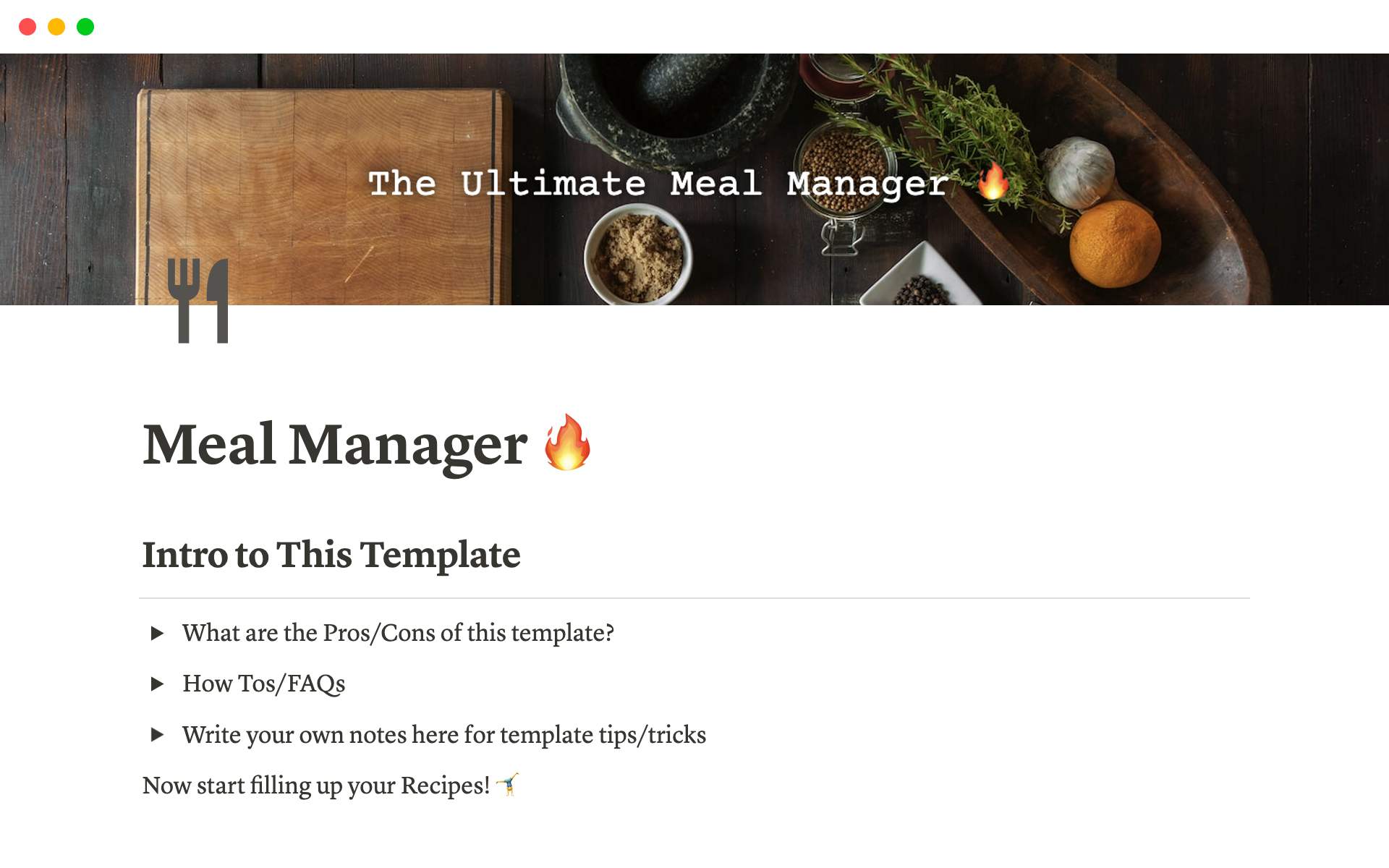 A template preview for Realistic Meal & Recipe Manager
