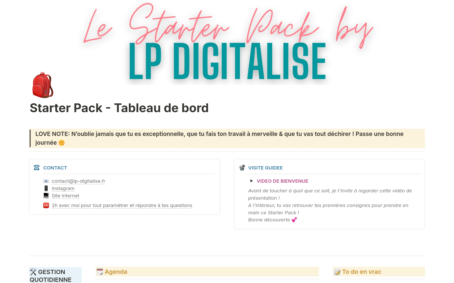 Le Starter Pack du Micro entrepreneur ! のテンプレートのプレビュー