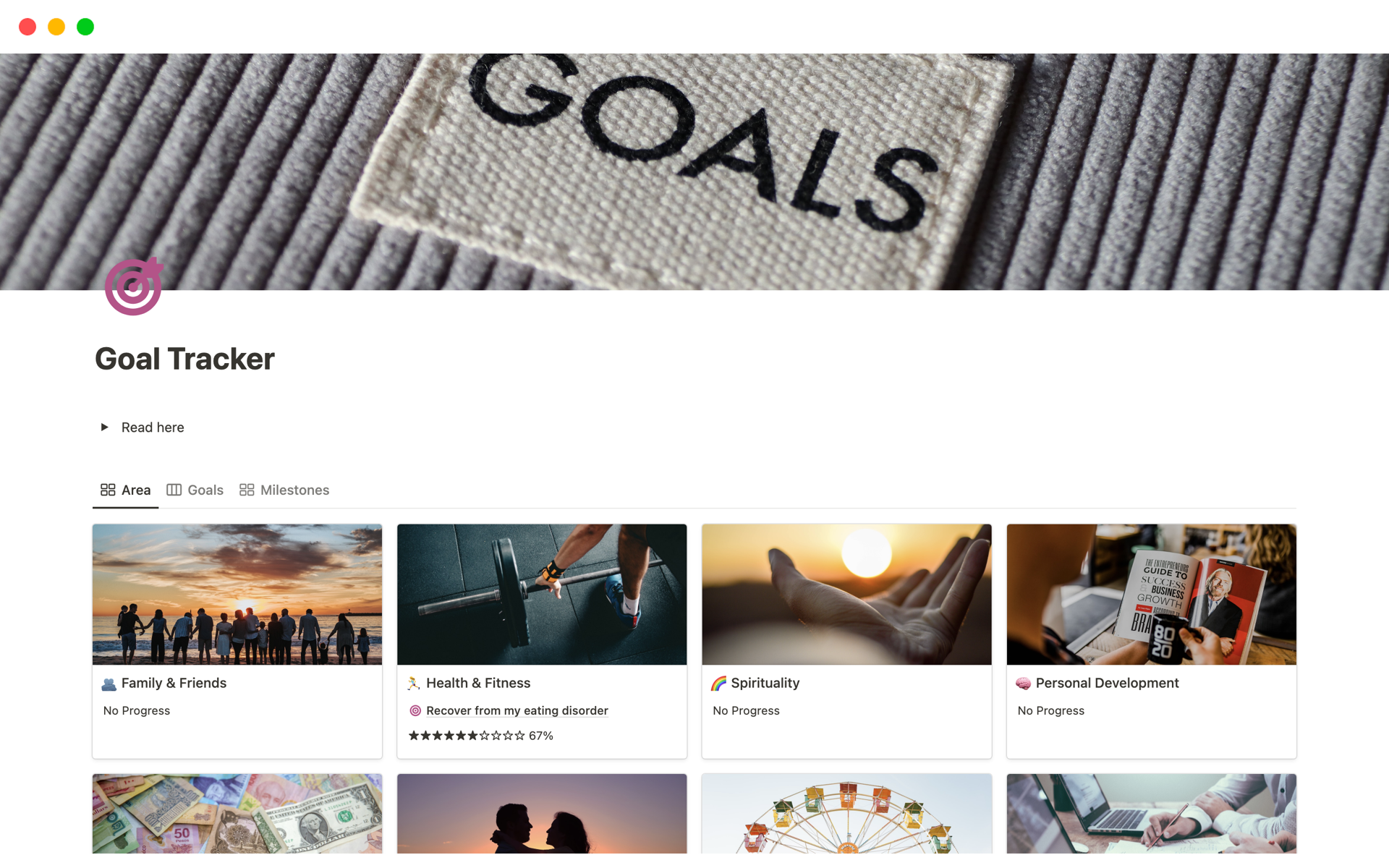 Goal Tracker by Irenek1990 Notion Template