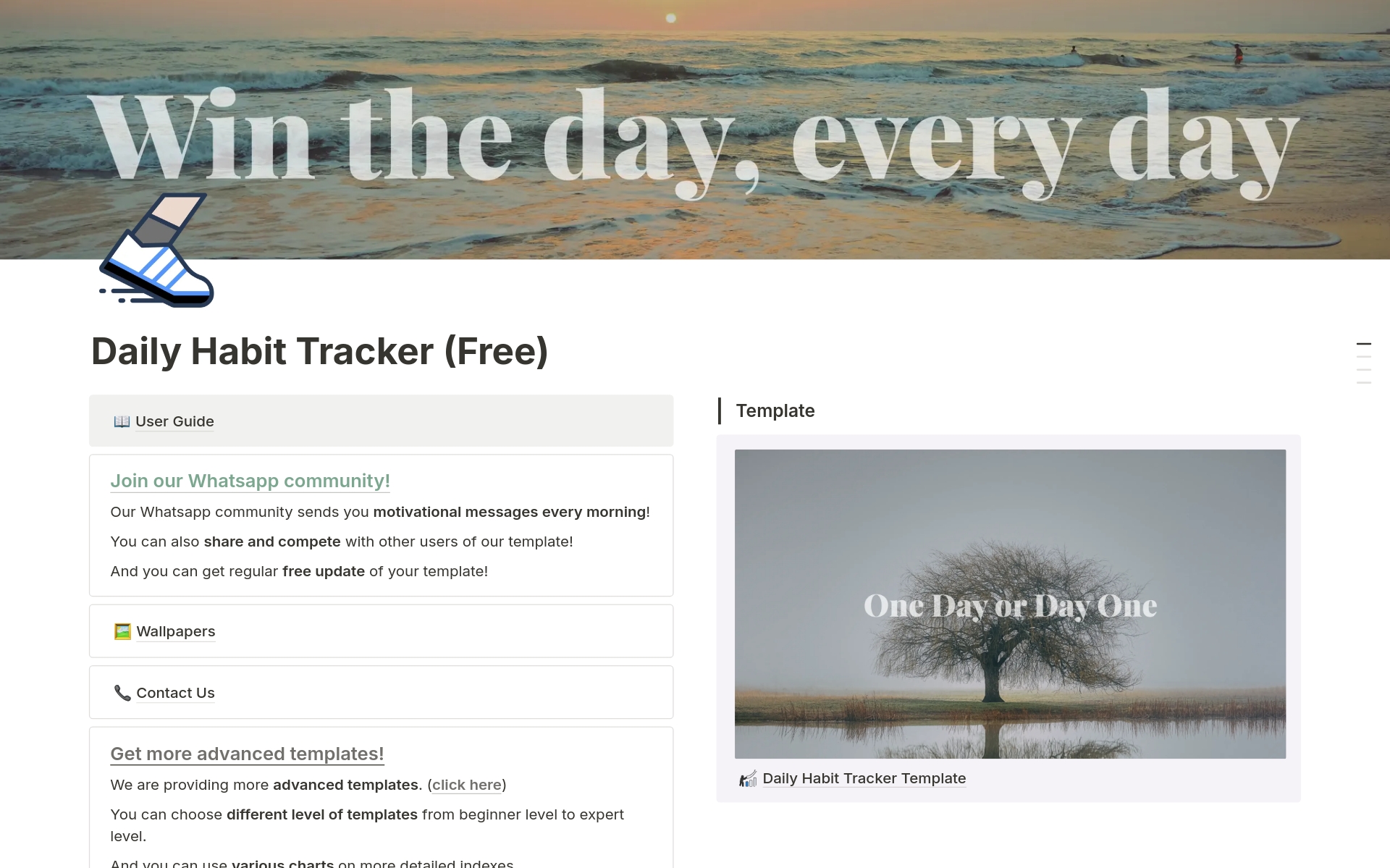 Daily Habit Tracker (Free) Notion Template