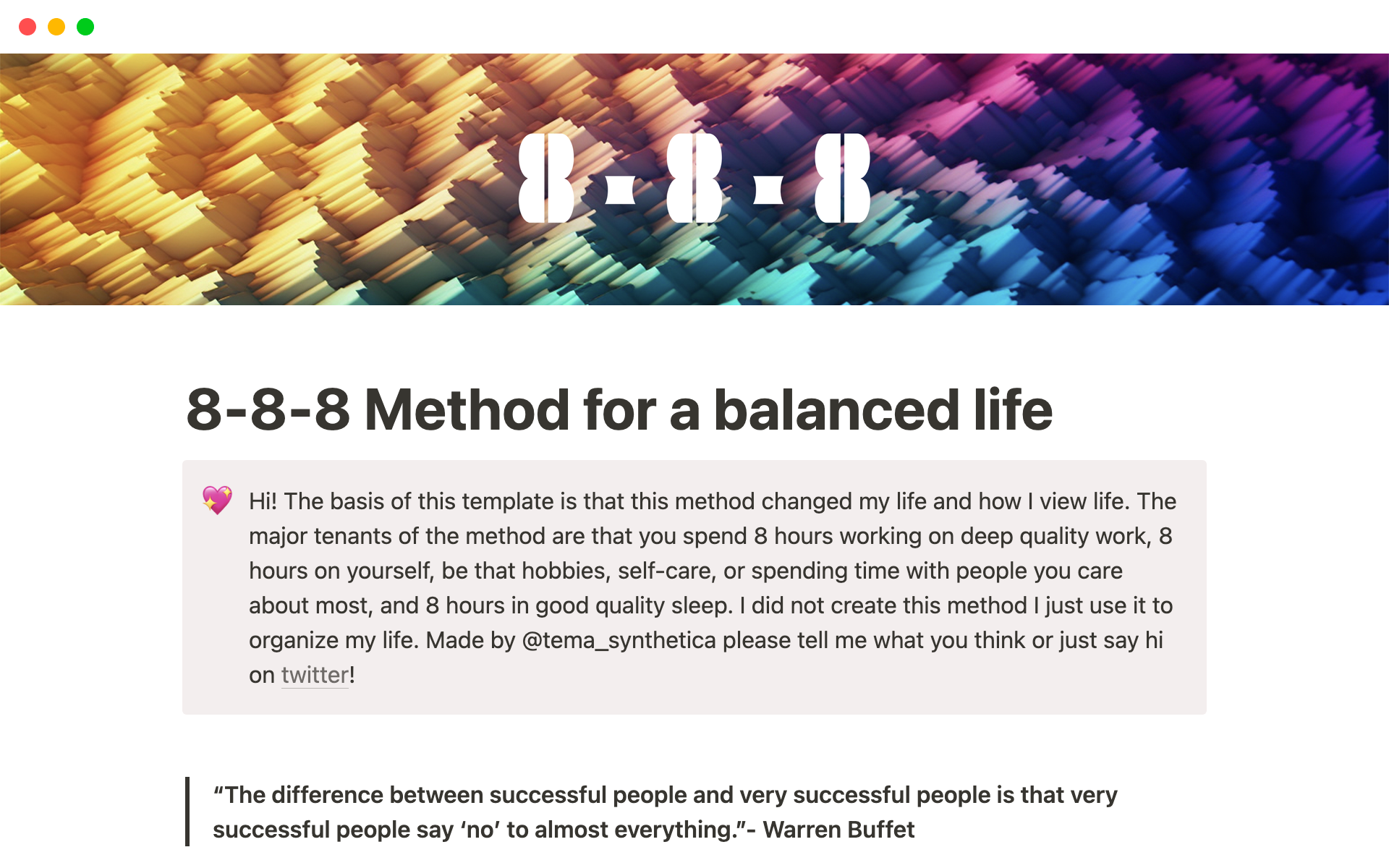 Time box template notion template