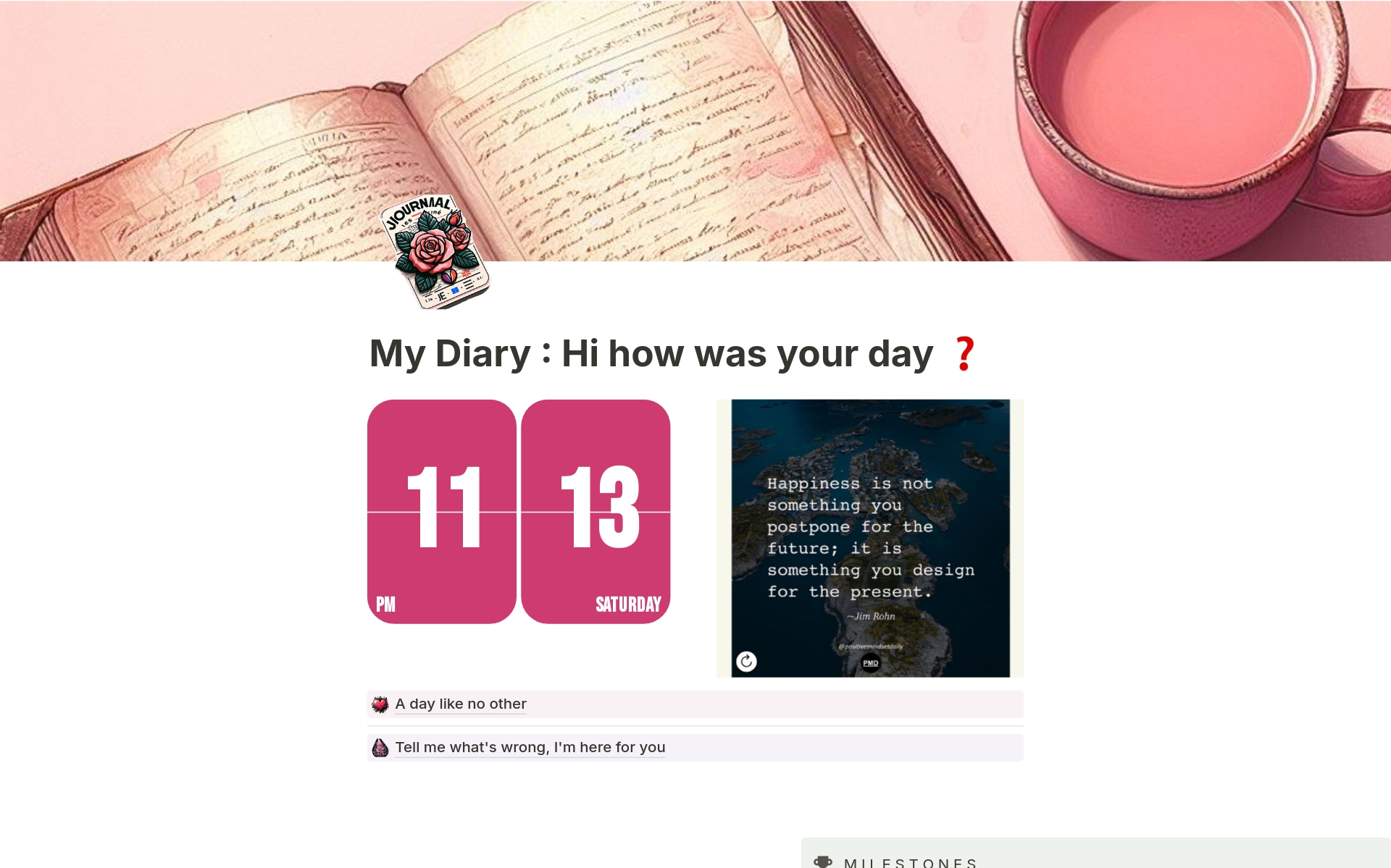 A template preview for My Diary : Hi how was your day