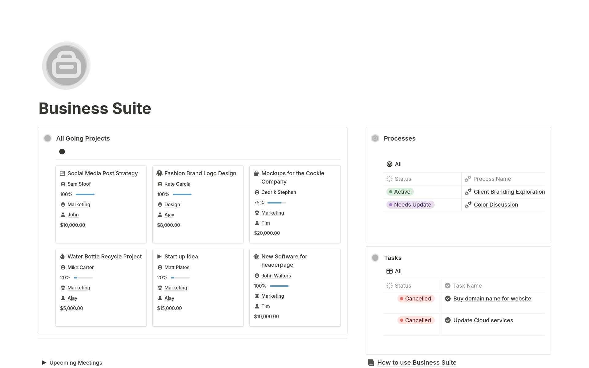 A template preview for Business Suite