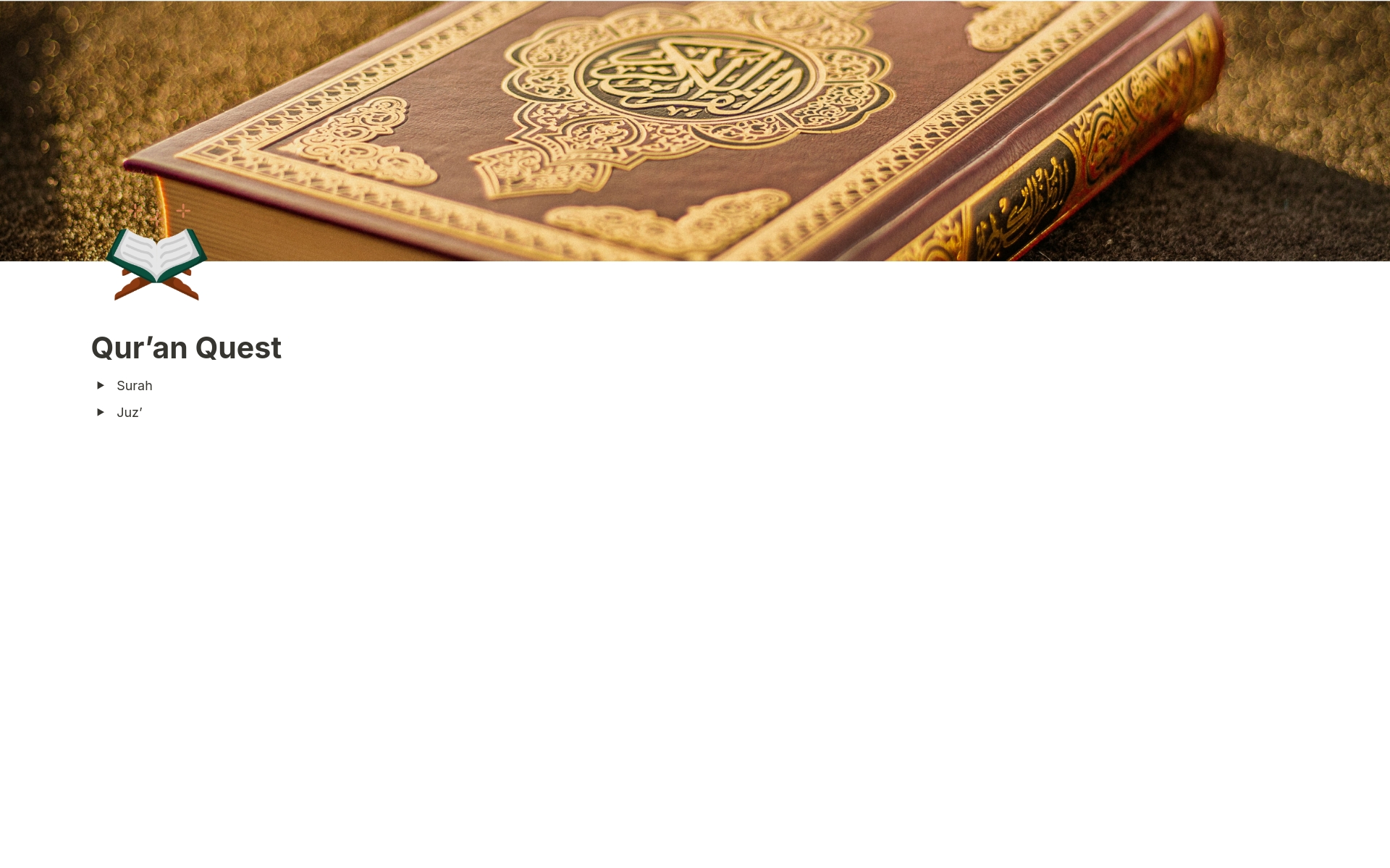 A template preview for Qur’an Quest