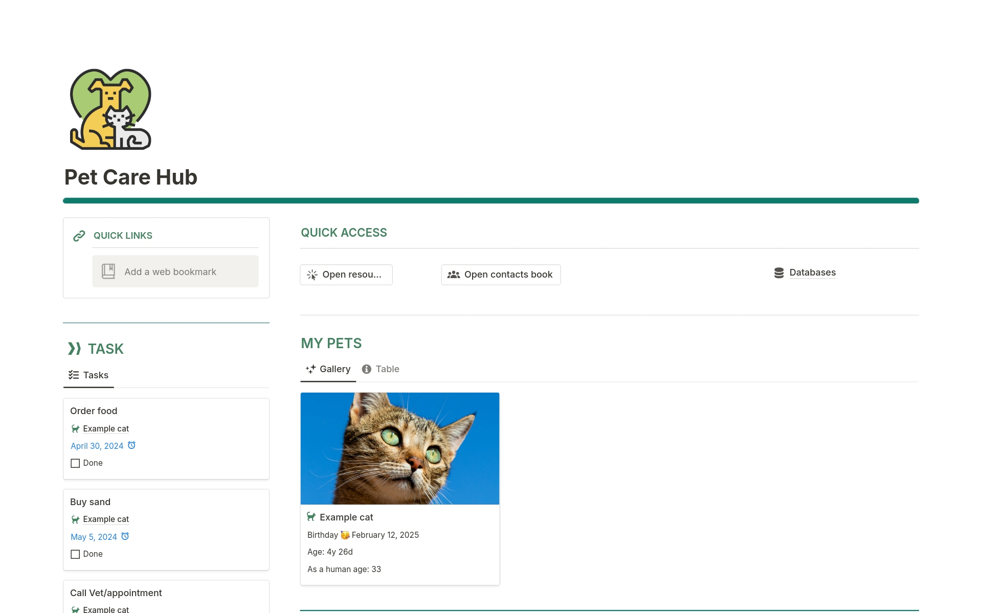 A template preview for Pet Care Hub