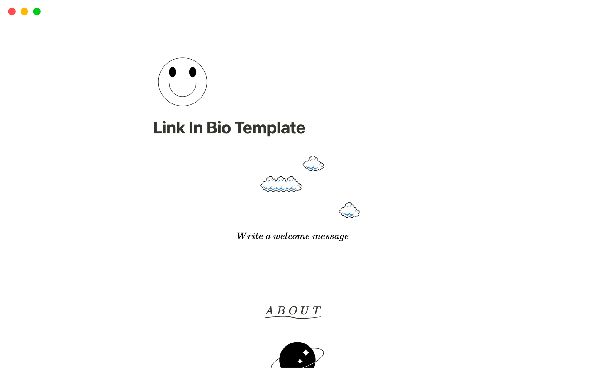 A simple link-in-bio template optimised for mobile view.