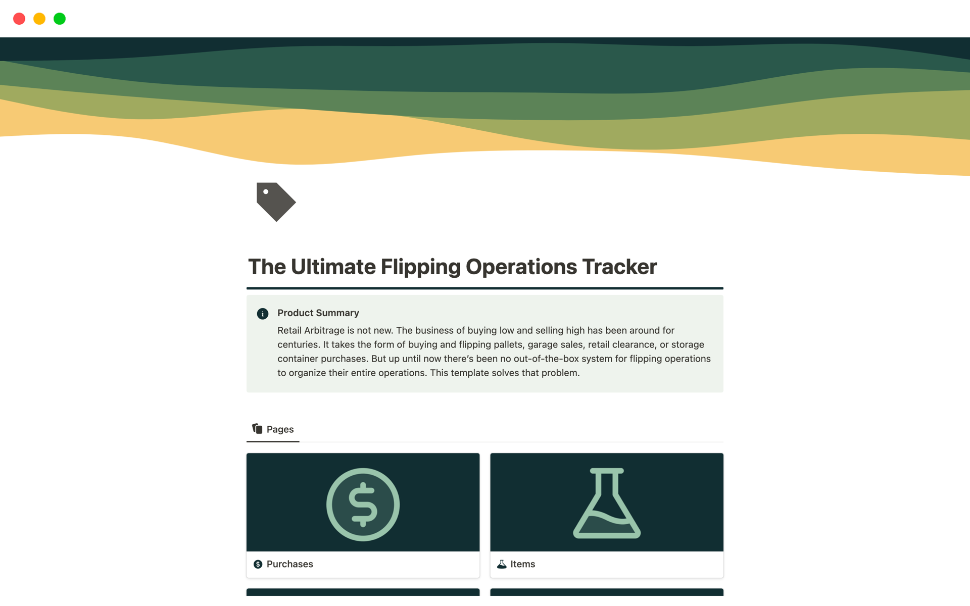 A template preview for The Ultimate Flipping Operations Tracker