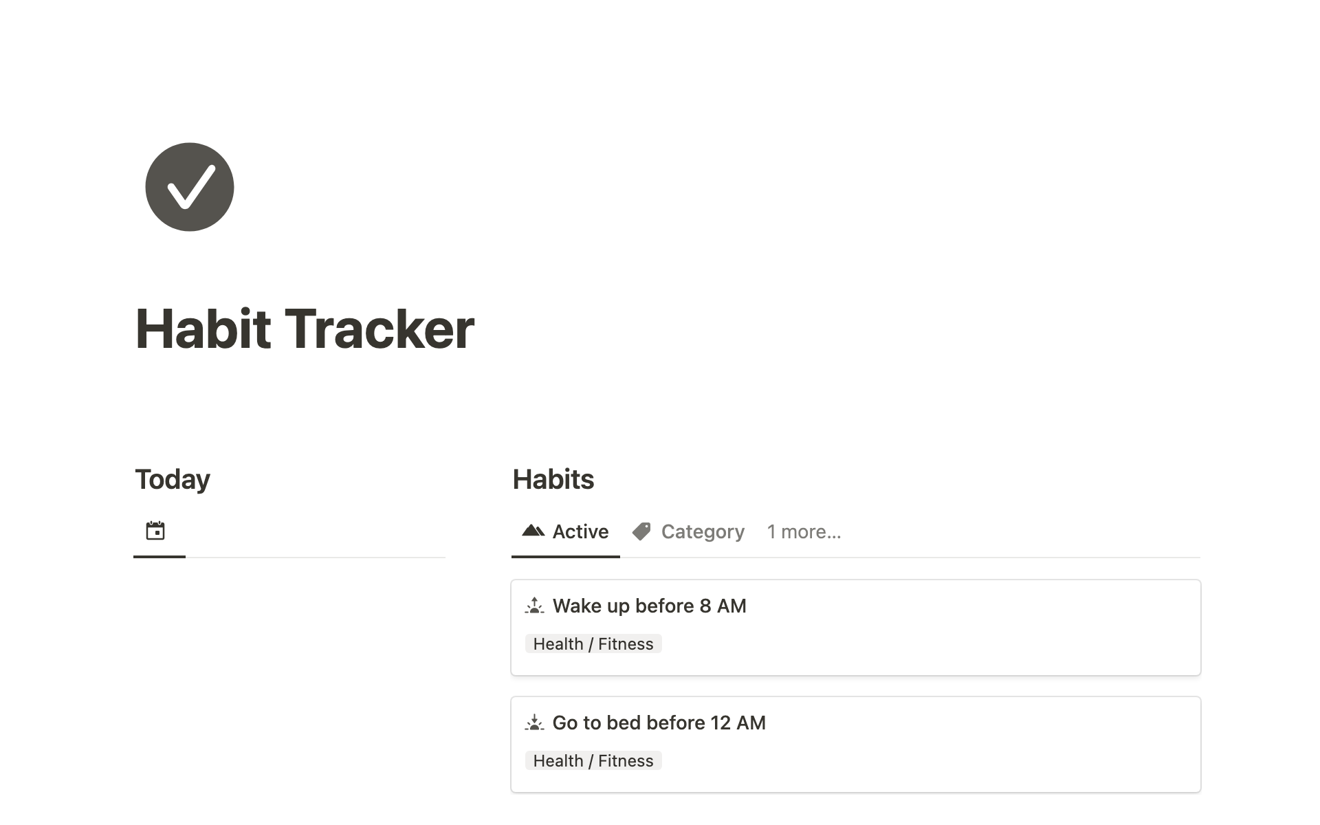 Mallin esikatselu nimelle Habit Tracker