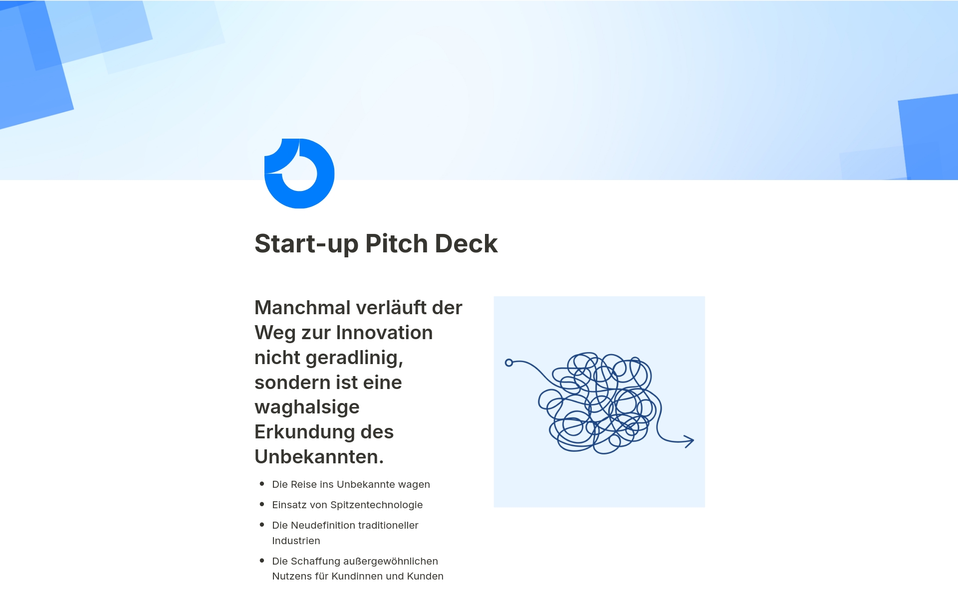 Die Vorlage "Start-up Pitch Deck" von Notion bietet ein schlankes, effektives Format für die Präsentation deiner innovativen Geschäftsideen und -strategien.