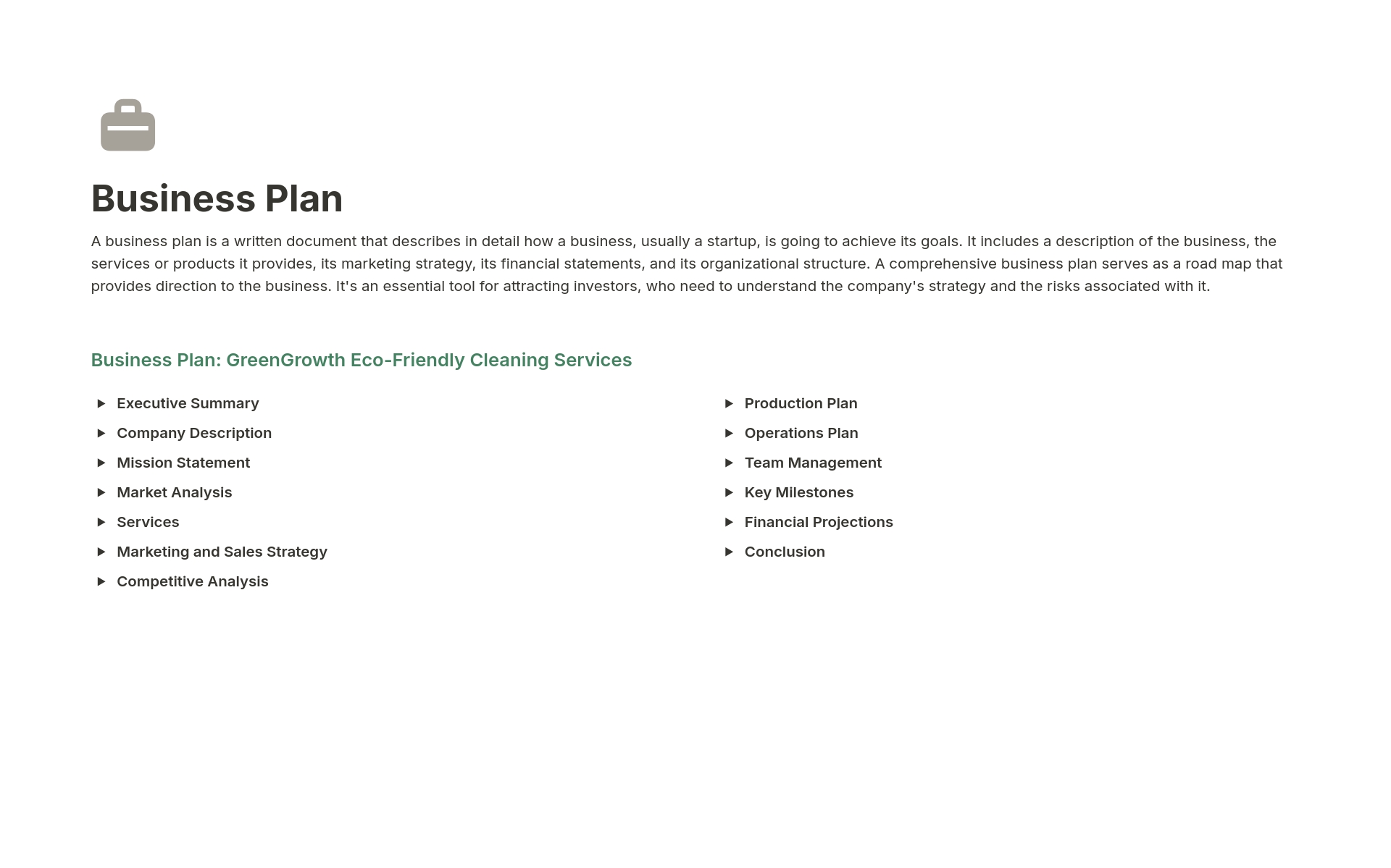 Business Plan Template Template | Notion Marketplace