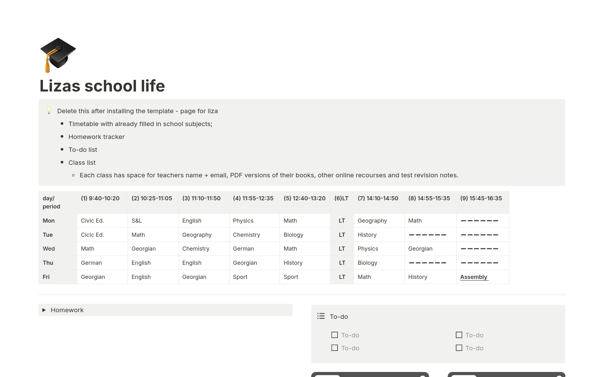 School life Notion Template