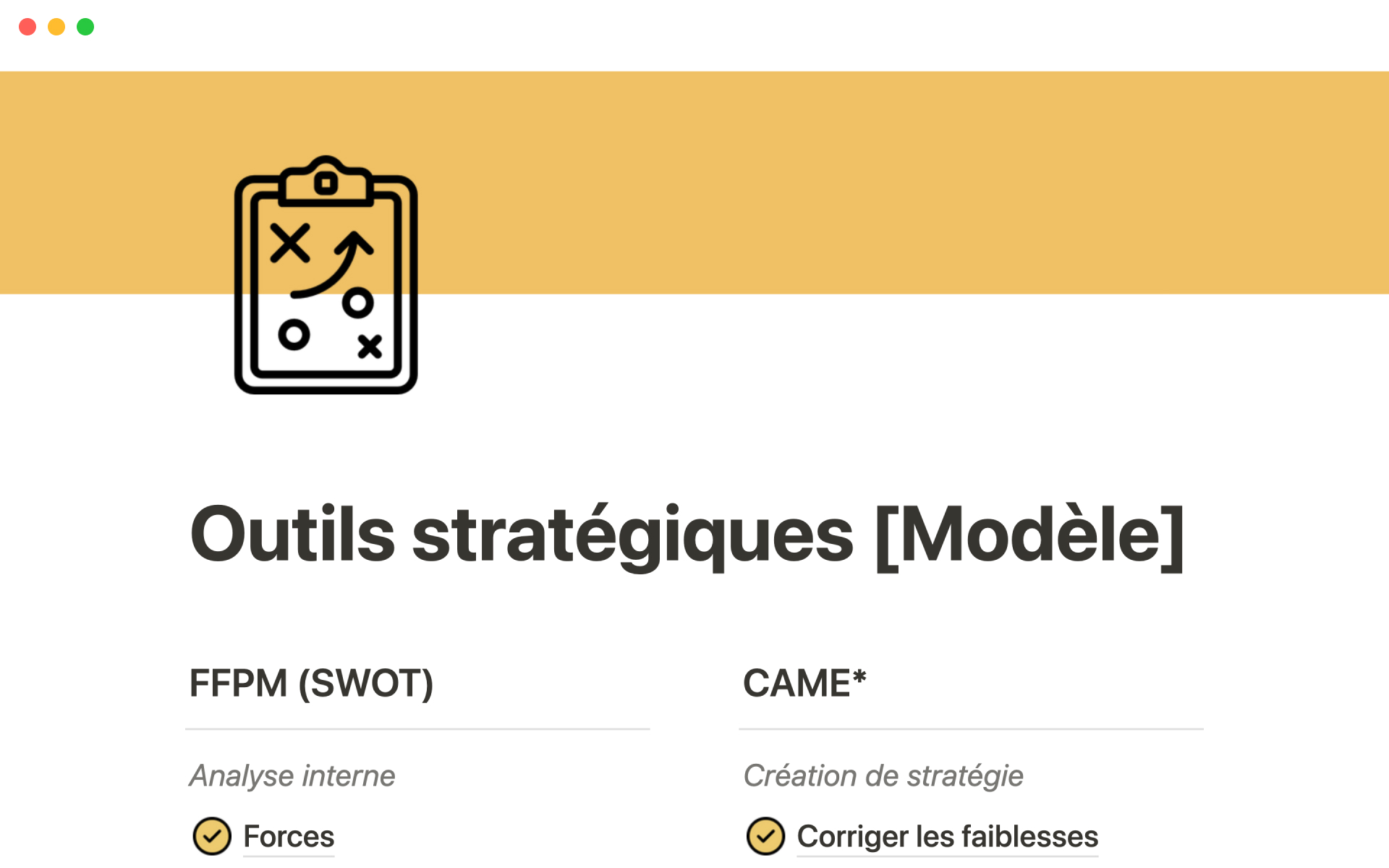 A template preview for Outils stratégiques [Modèle]