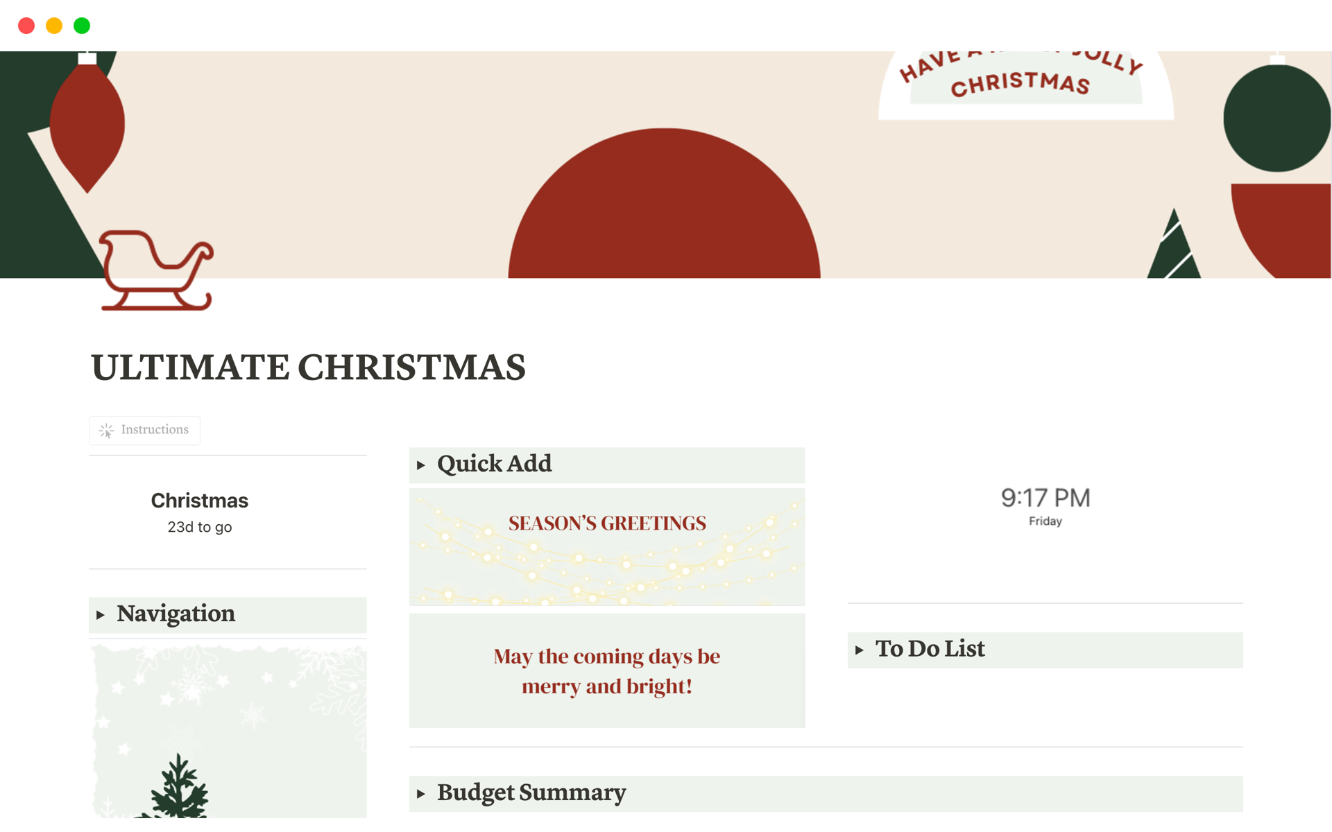 A template preview for Holly Jolly Christmas Planner 