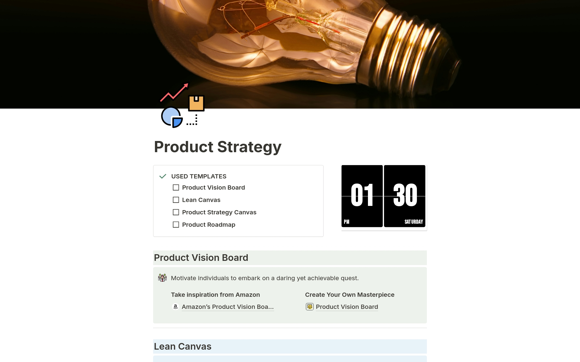 A template preview for Product Strategy 