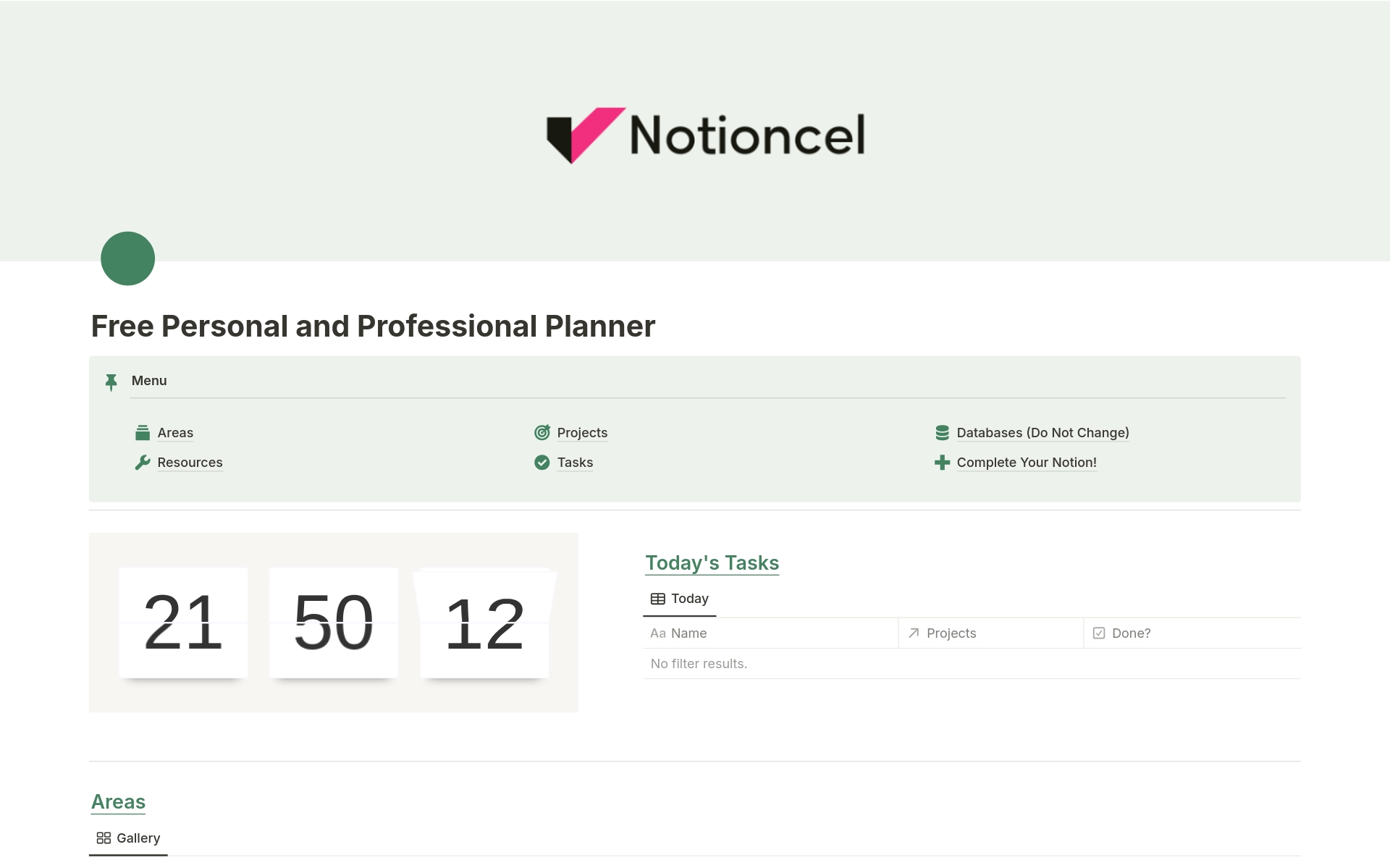 A template preview for Personal and Professional Planner