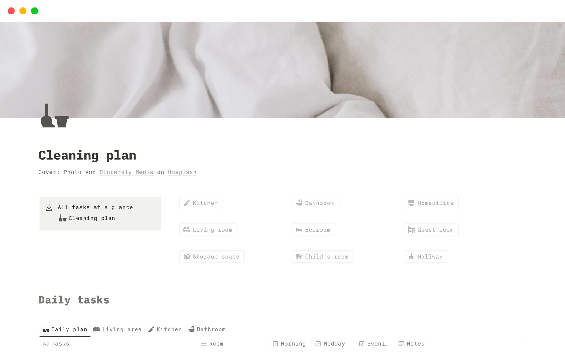 This Notion Template “Cleaning plan” offers you an organized solution for managing your cleaning tasks.
