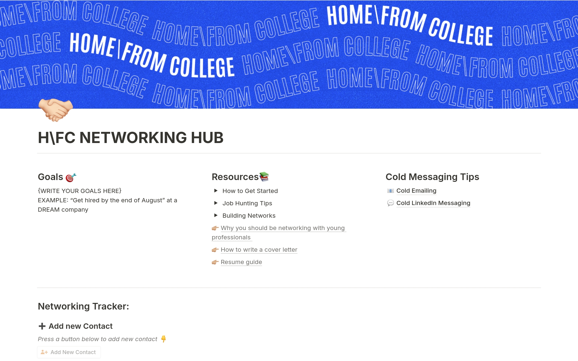 A template preview for Networking Hub