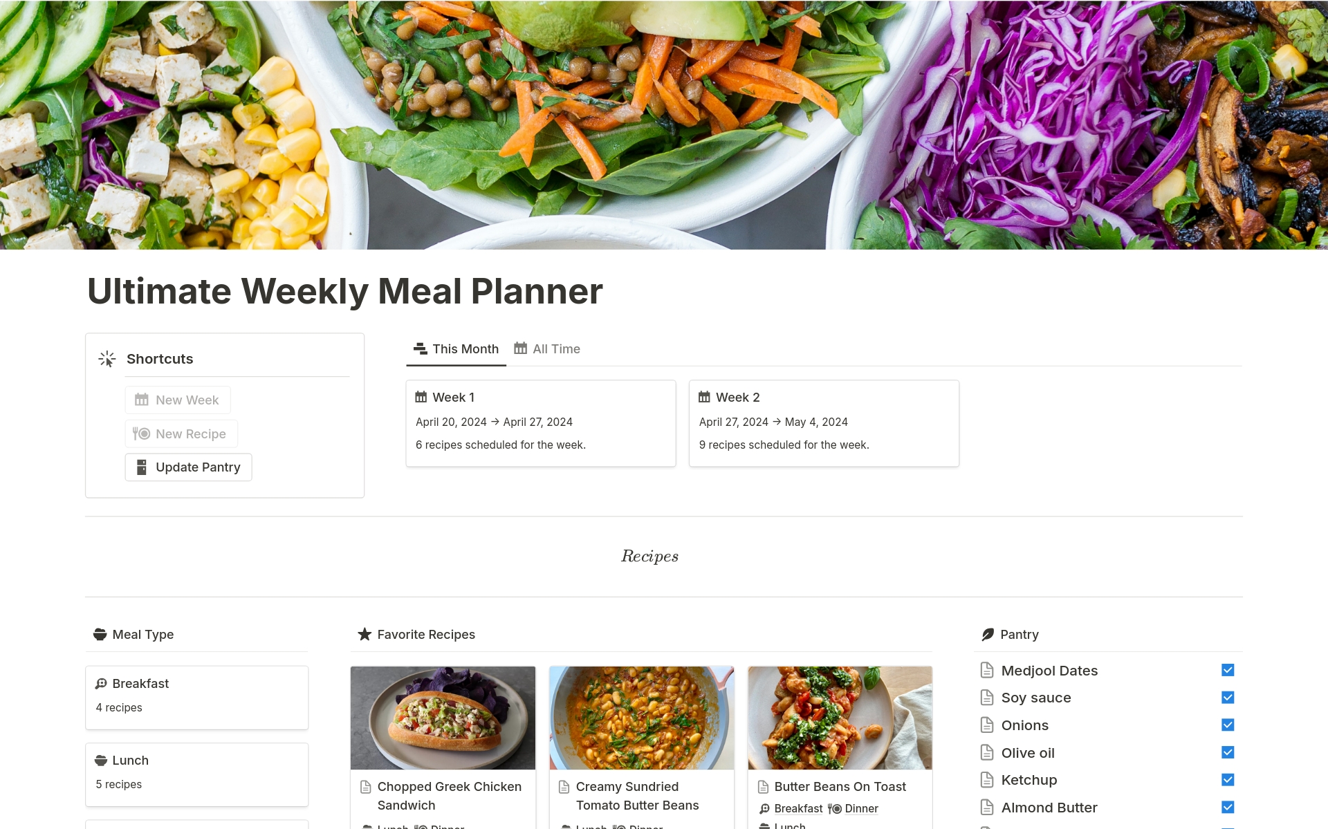 A template preview for Ultimate Weekly Meal Planner