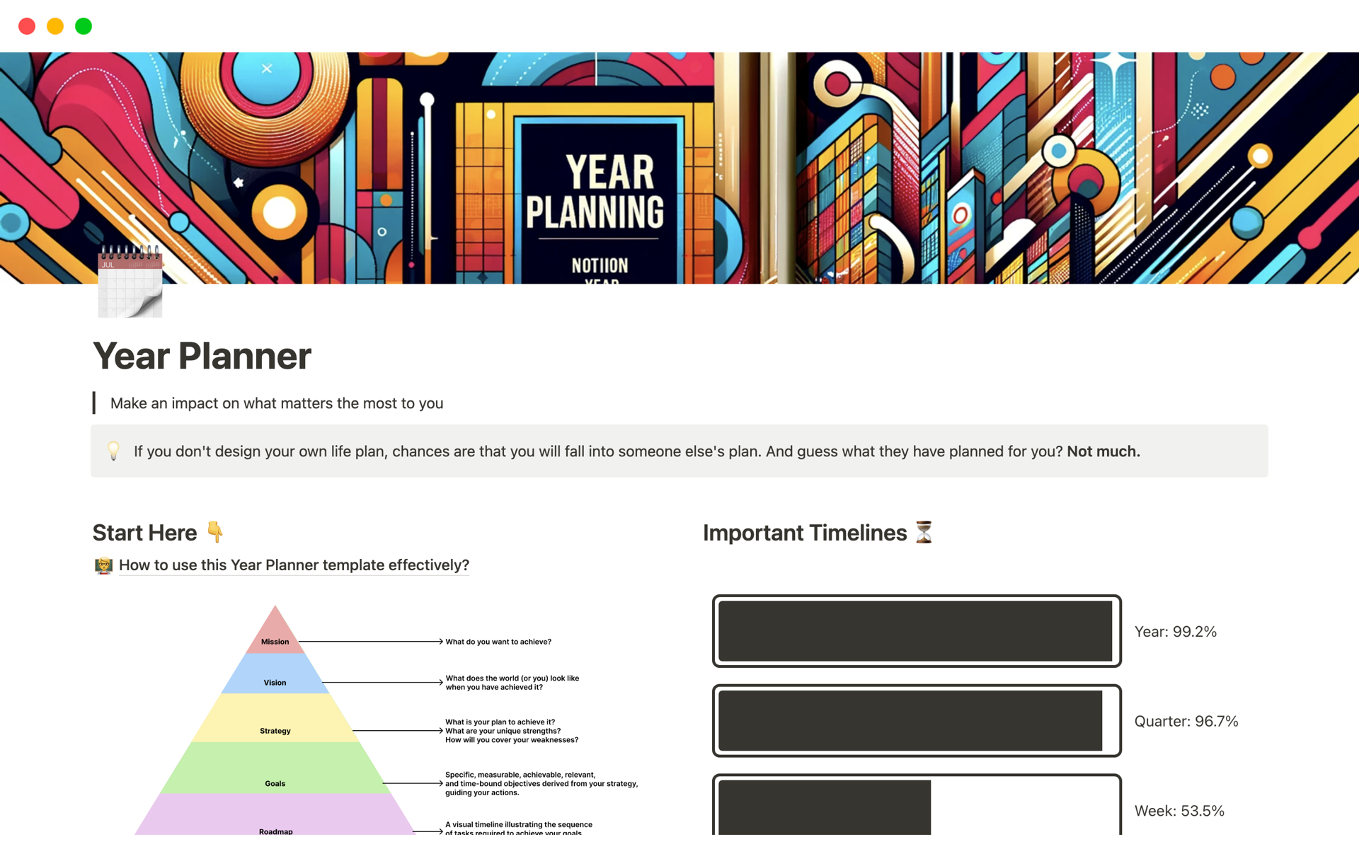A template preview for Year Planner - 2024 and beyond