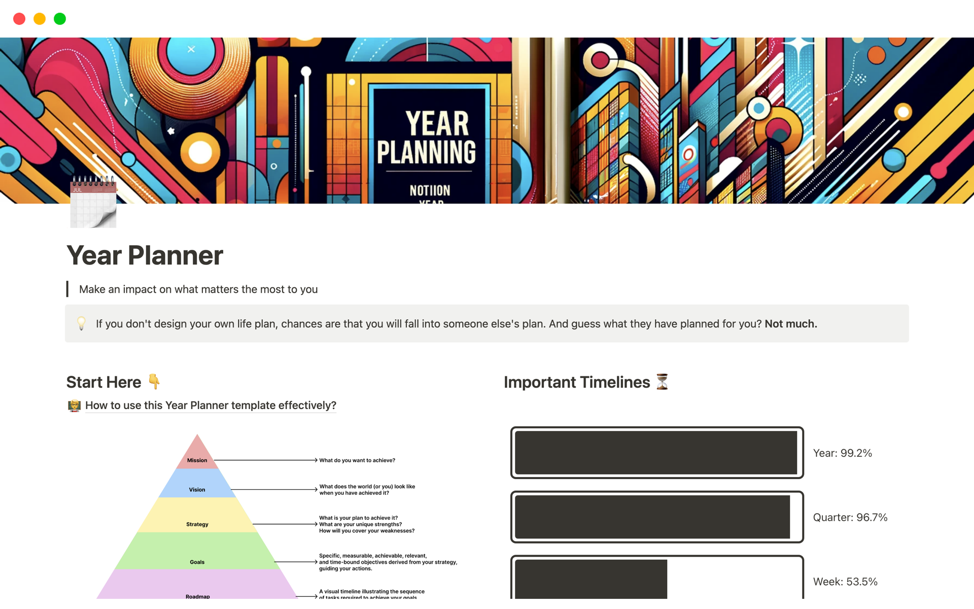 Vista previa de una plantilla para Year Planner - 2024 and beyond