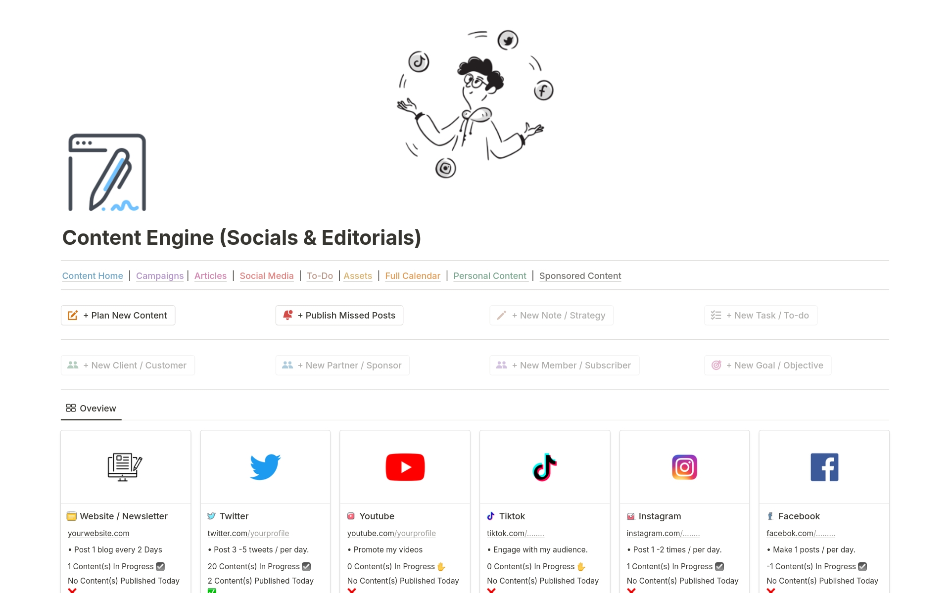 Eine Vorlagenvorschau für Content Engine - For Socials & Editorials