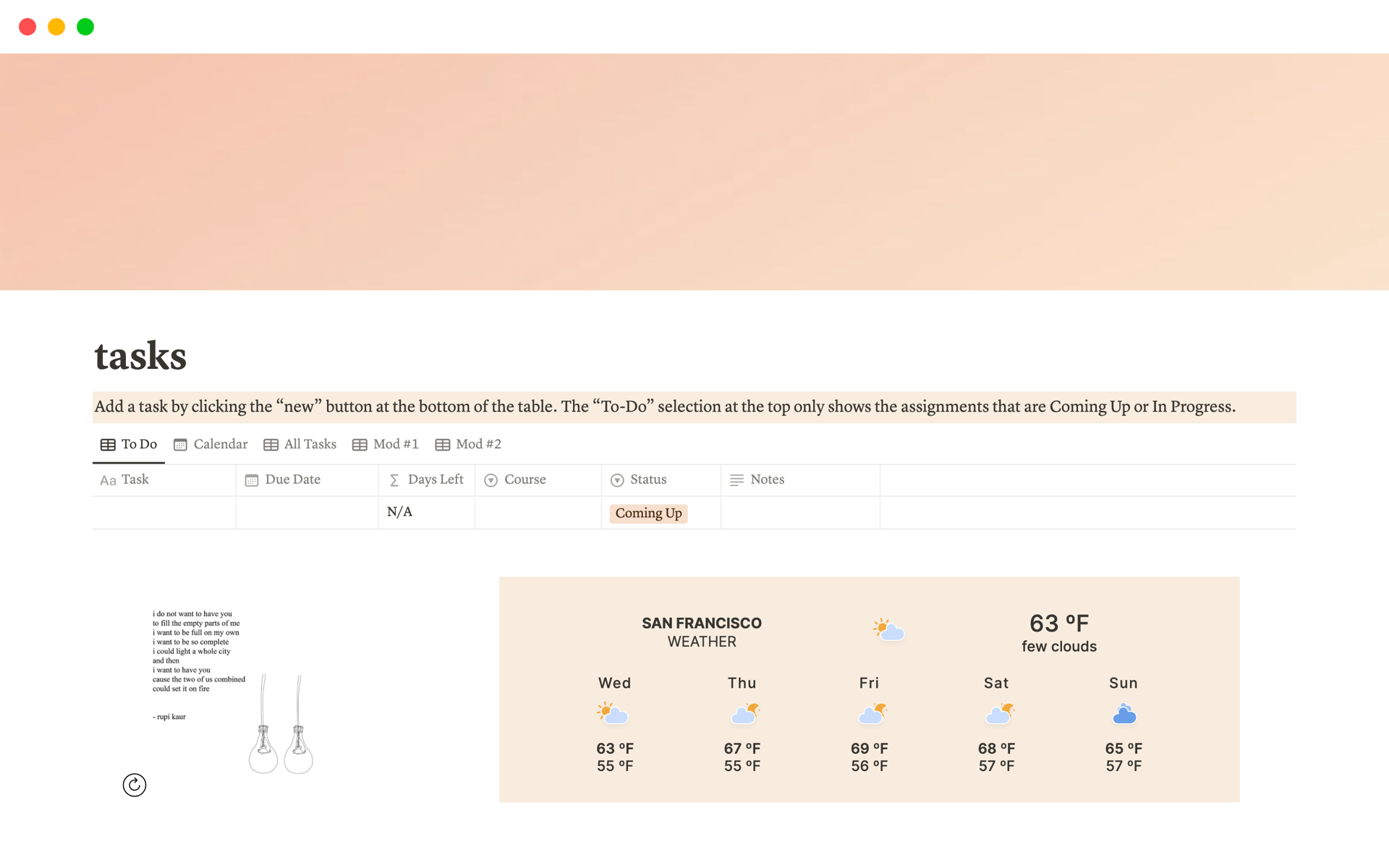 A template preview for Cute and Simple Student Assignment Tracker