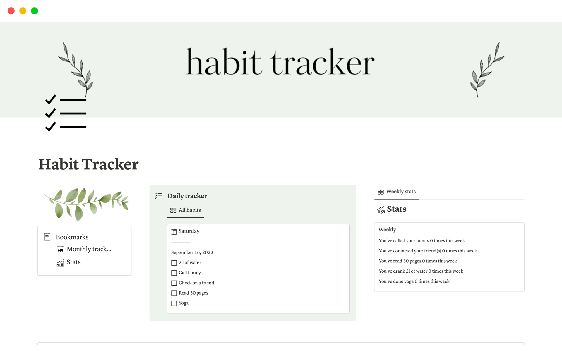 Habit Tracker NotionVorlage