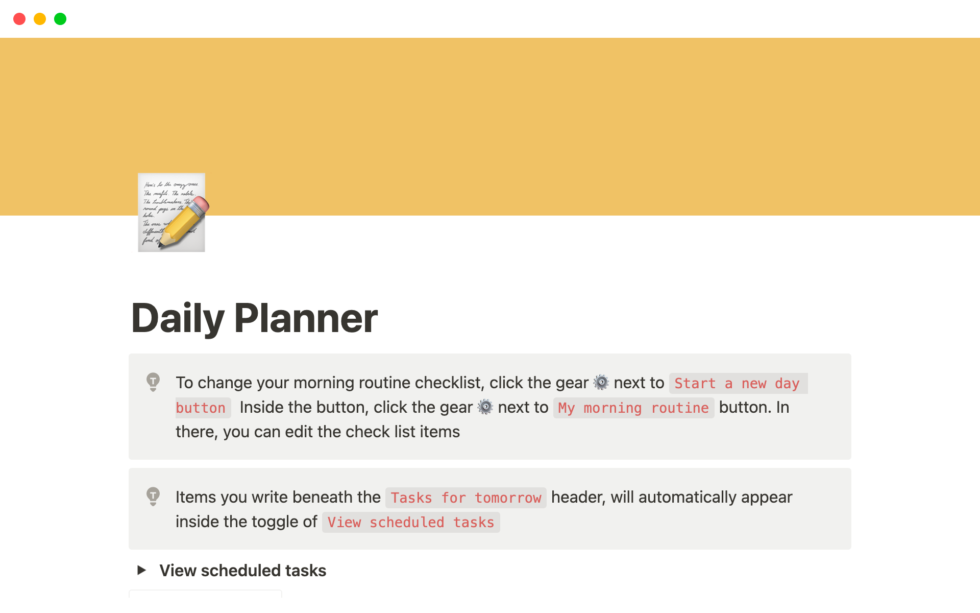 Daily Planner Notion Template