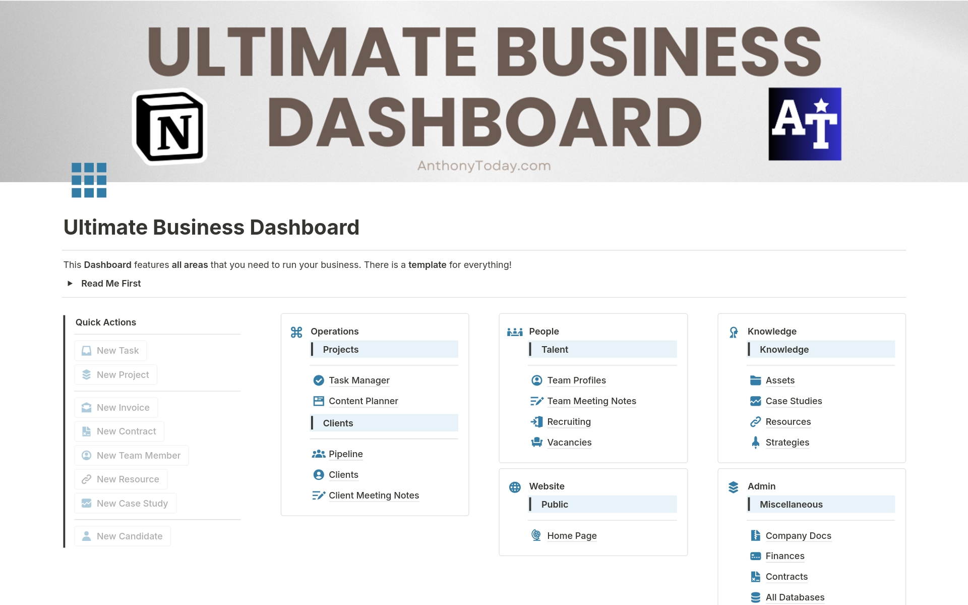 Vista previa de una plantilla para Ultimate Business Dashboard