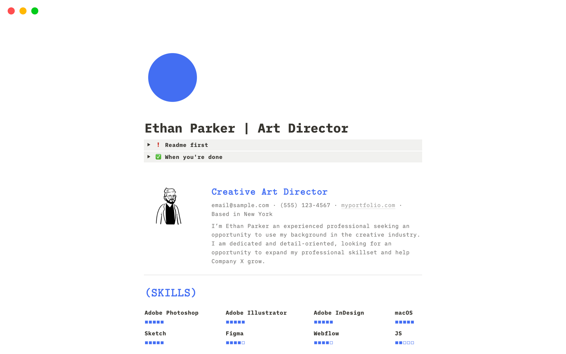 A template preview for Creative CV/resume