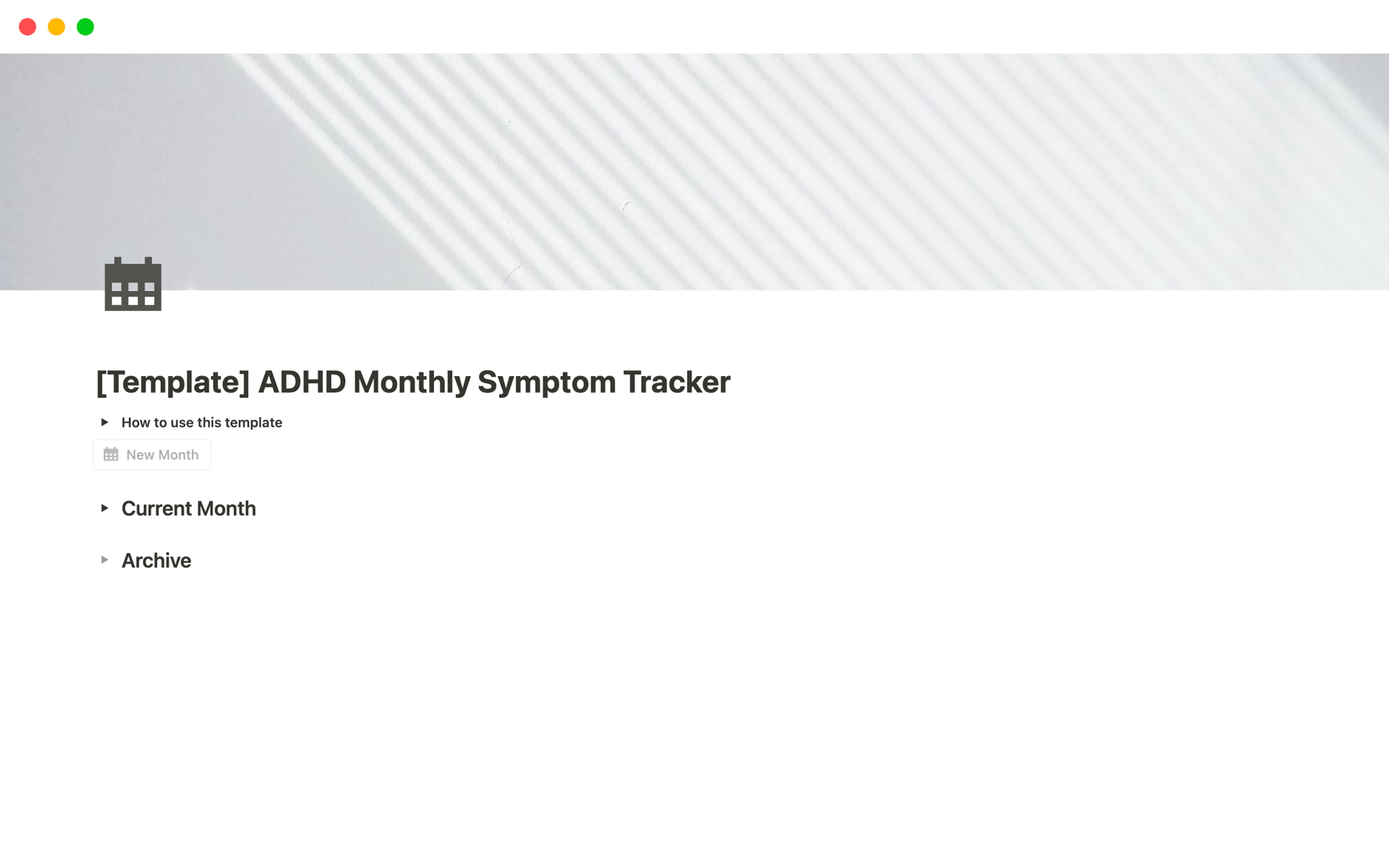 A template preview for ADHD Monthly Symptom Tracker | Symptom Chart